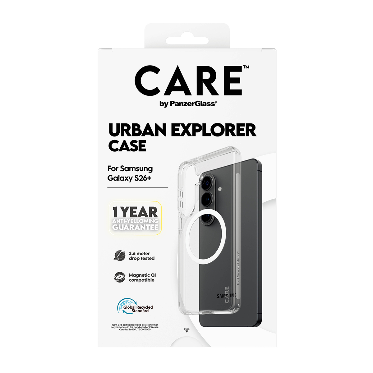 PanzerGlass CARE by � Urban Explorer Case Transparent w. White Qi Samsung Galaxy S26+ funda para tel�fono m�vil Transparente