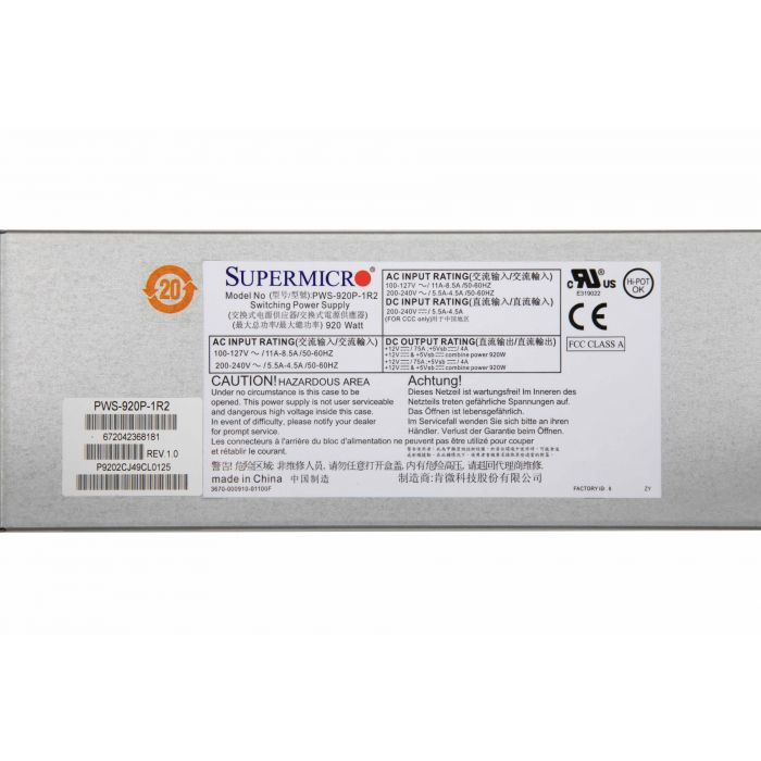 Supermicro PWS-920P-1R2 unit� dalimentation d�nergie 920 W 1U