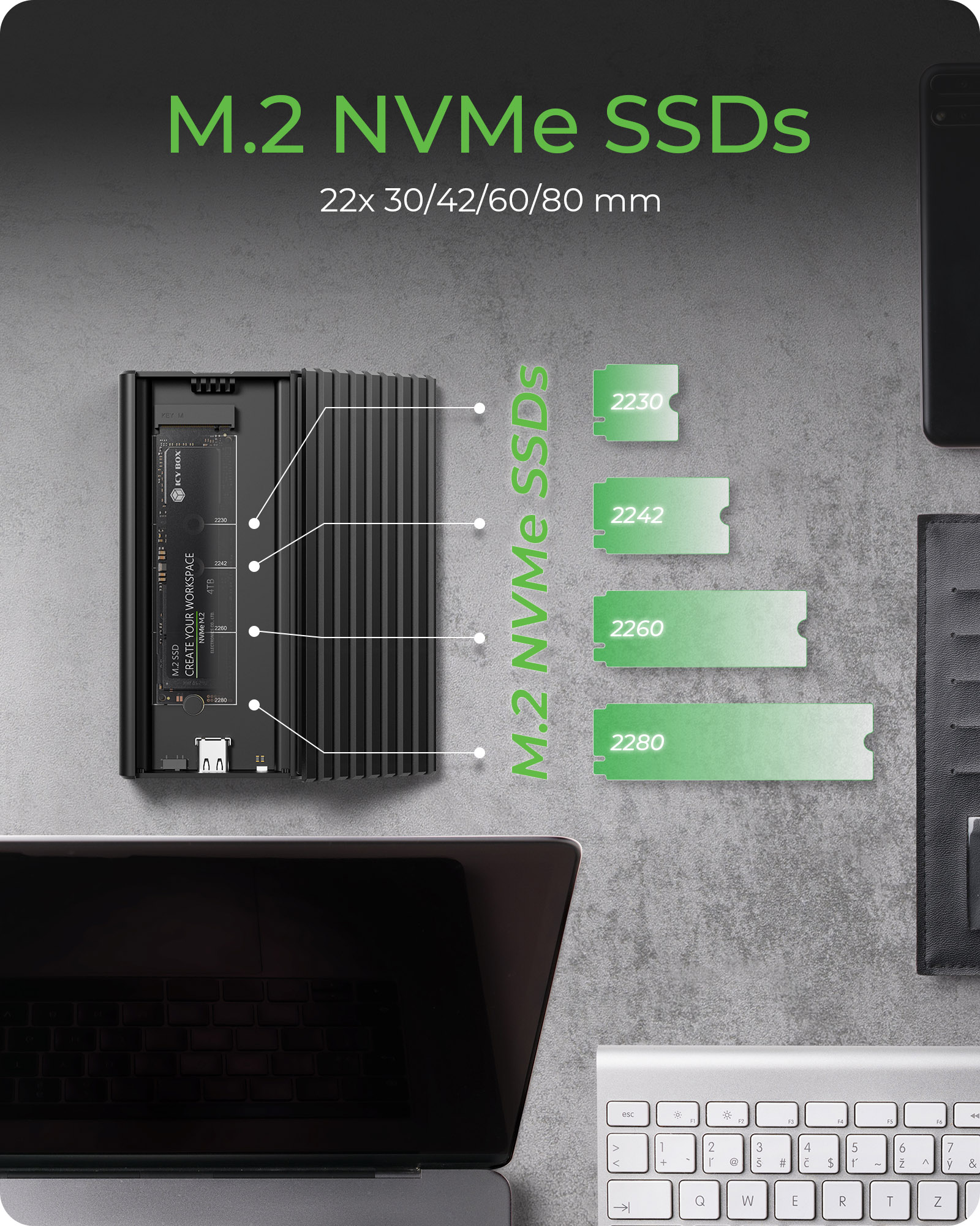 ICY BOX IB-1917M-C32a SSD enclosure Black M.2