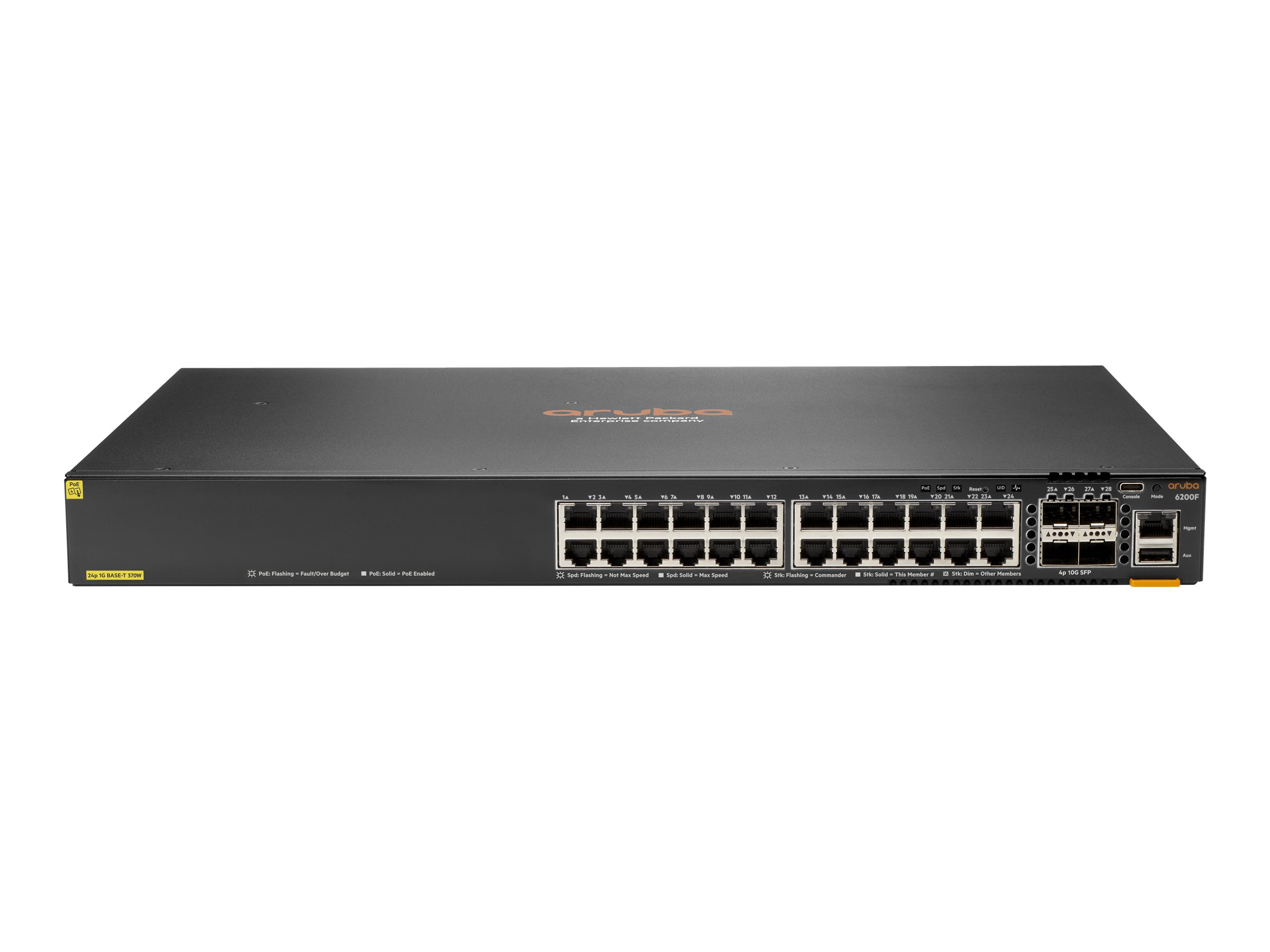 Aruba CX 6200F 24G Class-4 PoE 4SFP+ 370W Gestito L3 Gigabit Ethernet (10/100/1000) Supporto Power over Ethernet (PoE) 1U