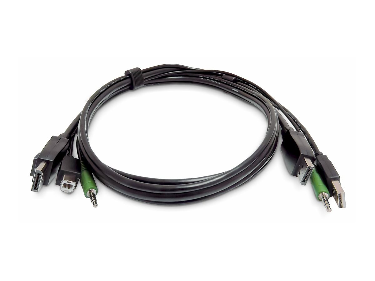 StarTech.com 10ft (3m) Dual-DisplayPort KVM Cable, USB 2.0, 3.5mm Audio, Universally Compatible Combo Cable for KVM Switches, TAA Compliant