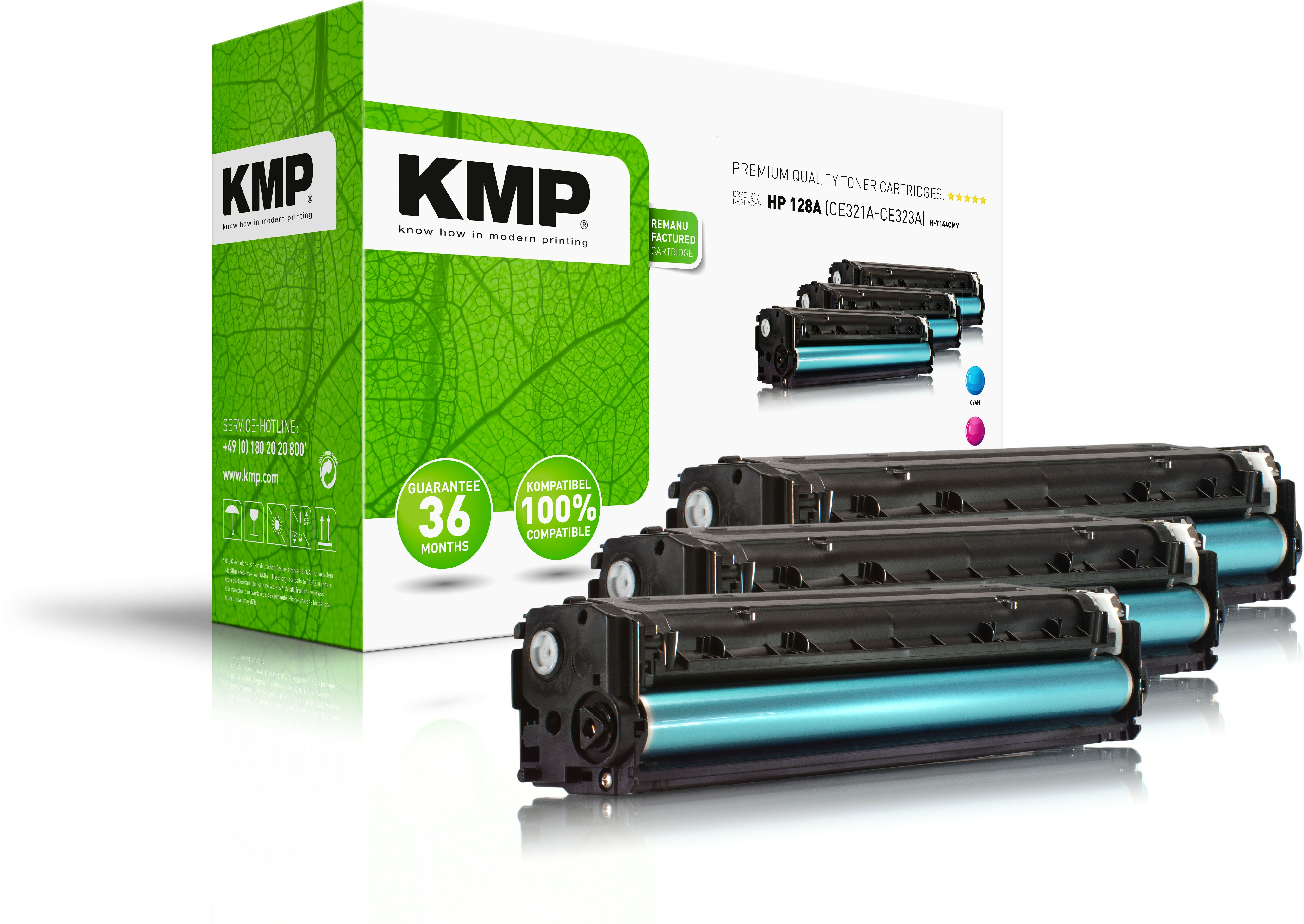 KMP MULTIPACK H-T144CMY - 3er-Pack - Gelb, Cyan, Magenta - kompatibel - Tonerpatrone (Alternative zu: HP 128A)