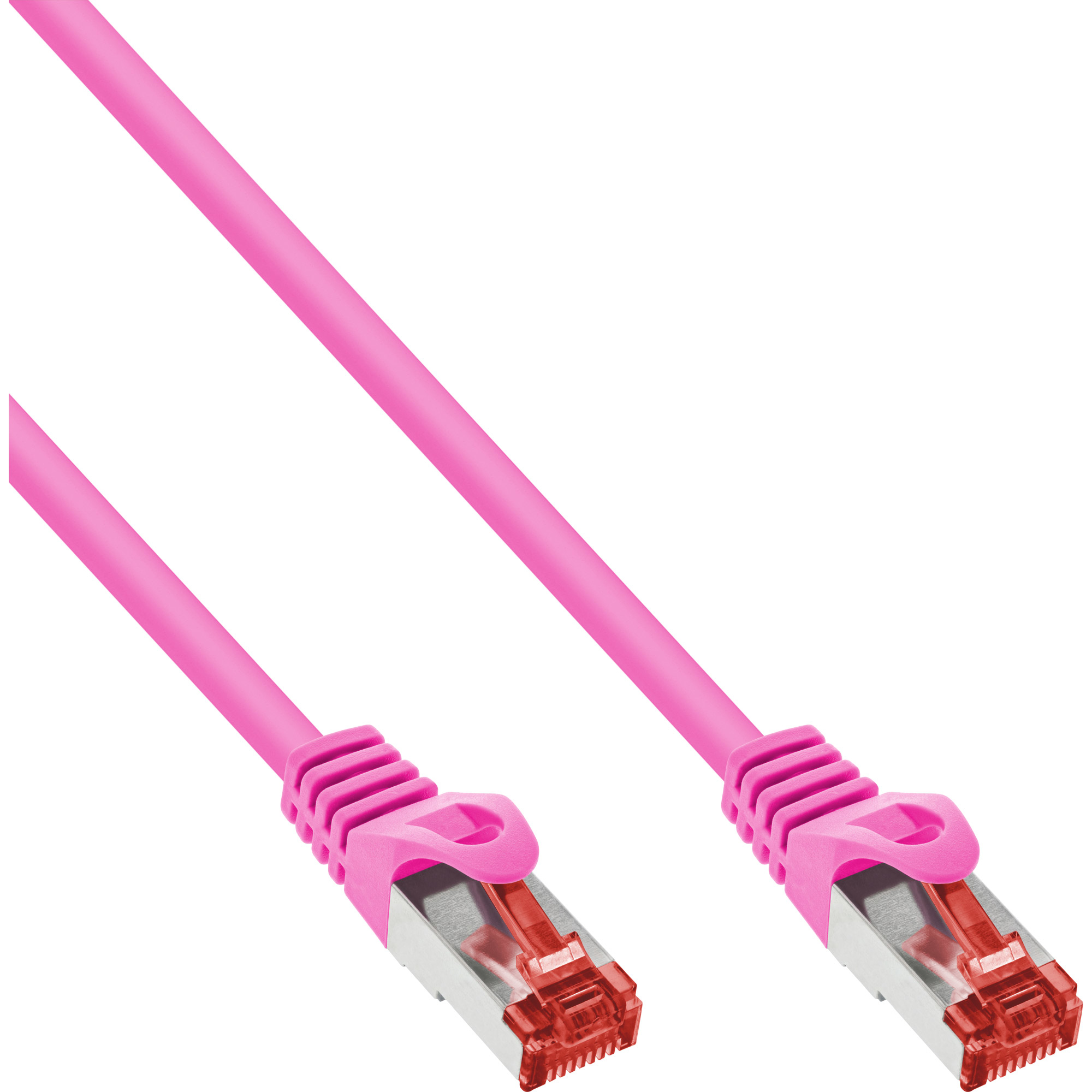 InLine Cavo patch Lan, S/FTP (PiMf), Cat.6, 250 MHz, PVC, CU, rosa, 1m