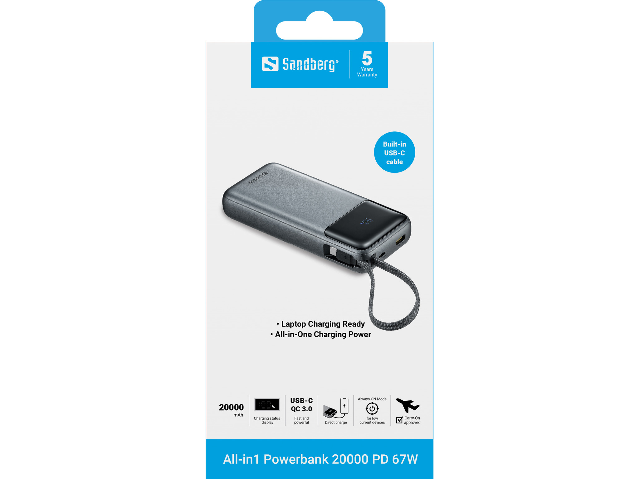SANDBERG All-in-1 - Powerbank - 5 / 9 / 12 / 15 / 20 V