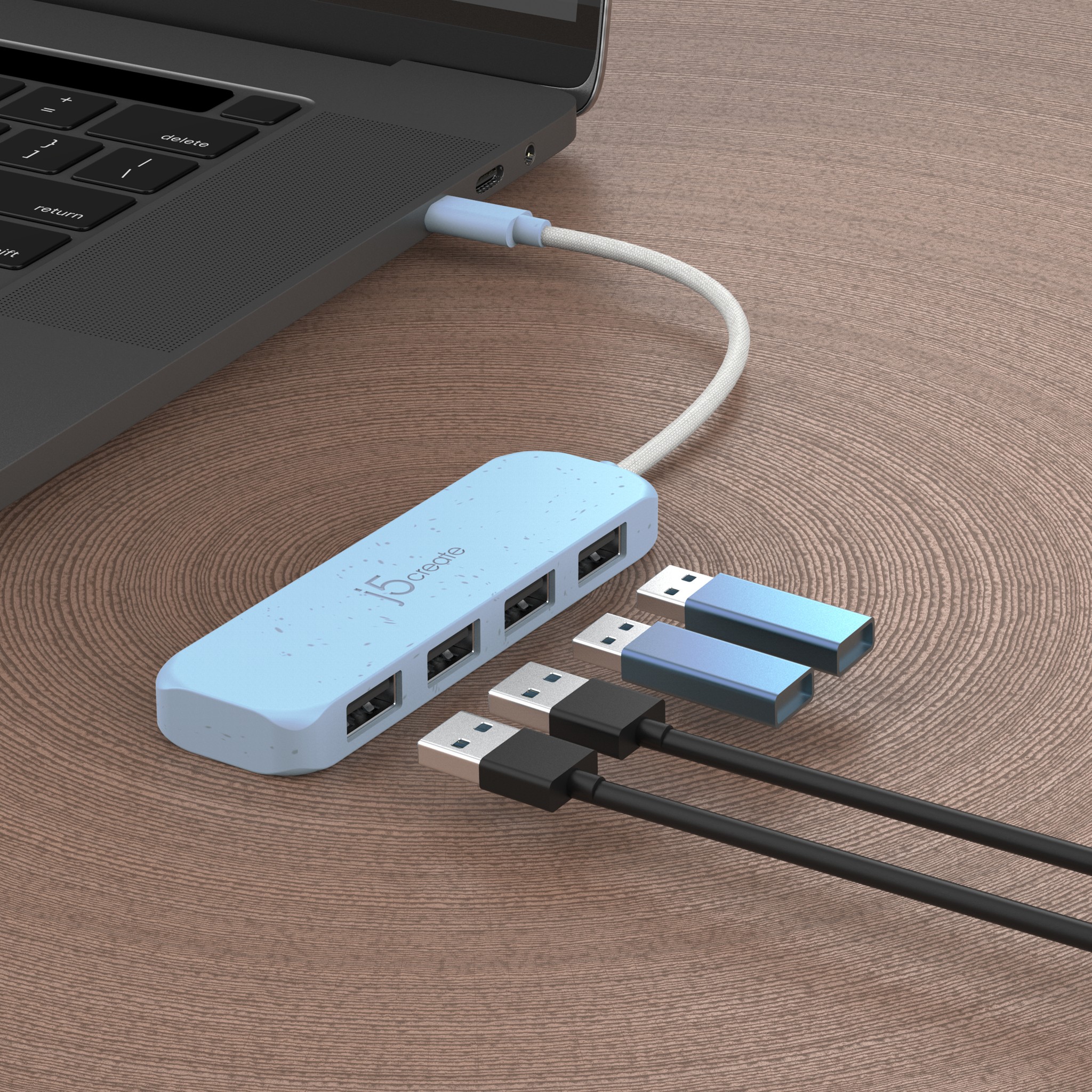 j5create USB-C respectueux de l environnement vers Hub 4 ports Type-A G�n 2