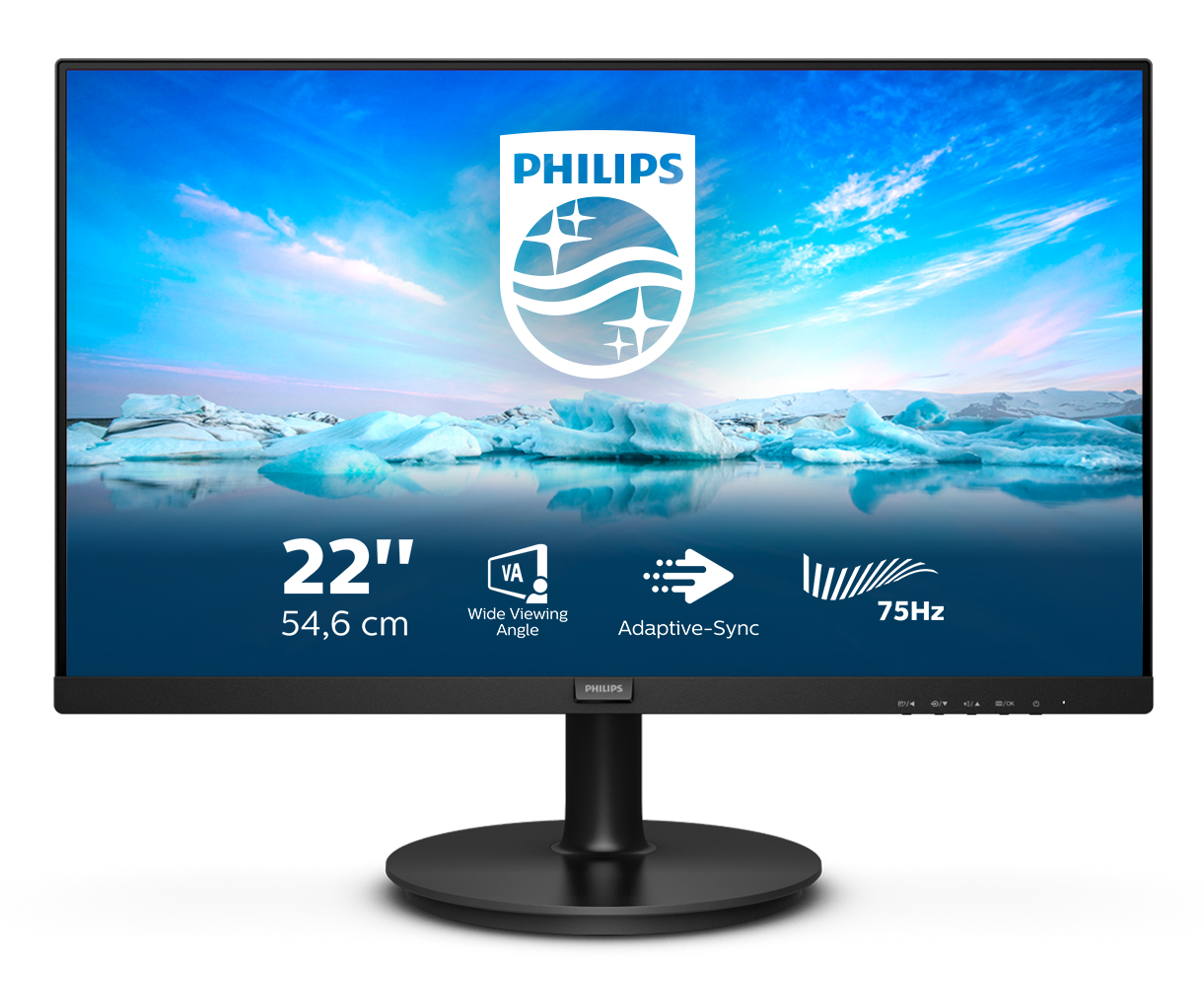 Philips V Line 222V8LA/00 computer monitor 54.6 cm (21.5) 1920 x 1080 pixels Full HD LCD Black