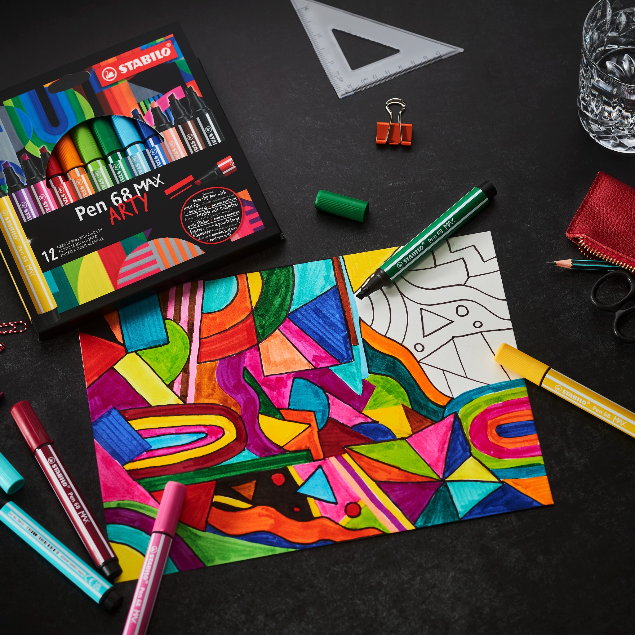 STABILO Pen 68 MAX rotulador Beige, Negro, Azul, Marr�n, Verde, Azul claro, Verde claro, Naranja, Rosa, P�rpura, Rojo, Violeta, Amarillo 12 pieza(s)