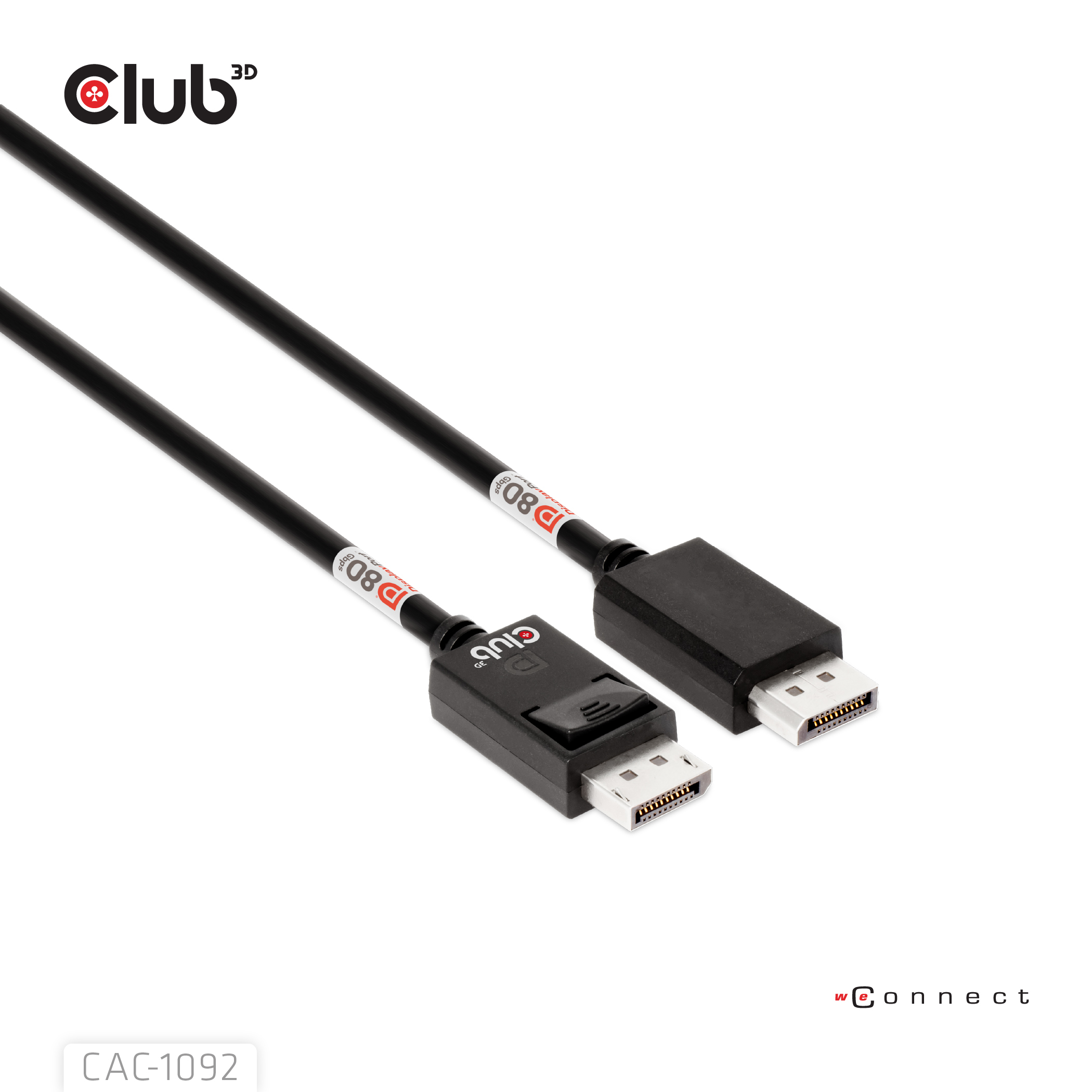 CLUB3D DisplayPort 2.1 Bi-Directional VESA DP80 Certified Cable 4K120Hz, 8K60Hz or 10K60Hz M/M 1.6m/5.25ft