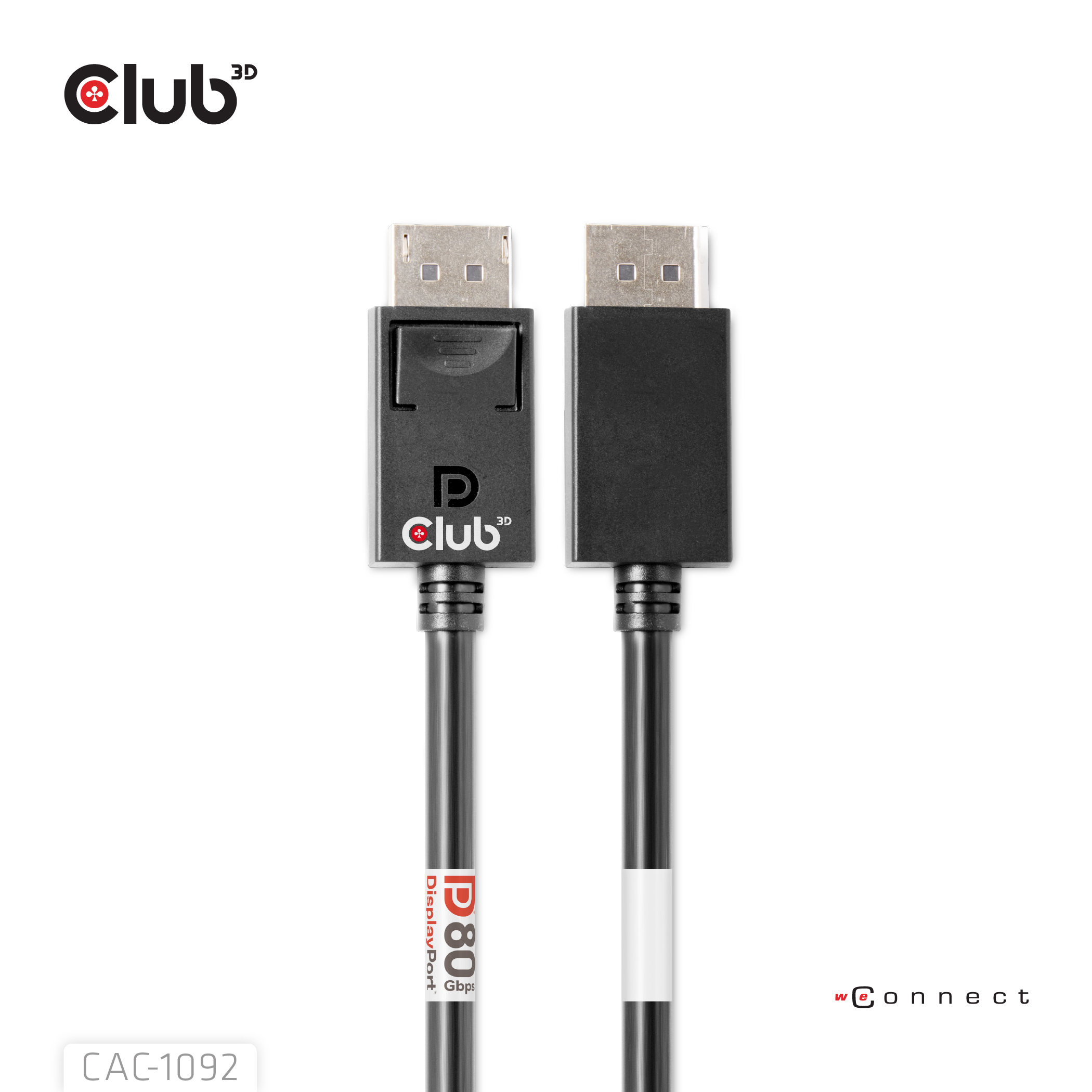 CLUB3D DisplayPort 2.1 Bi-Directional VESA DP80 Certified Cable 4K120Hz, 8K60Hz or 10K60Hz M/M 1.6m/5.25ft