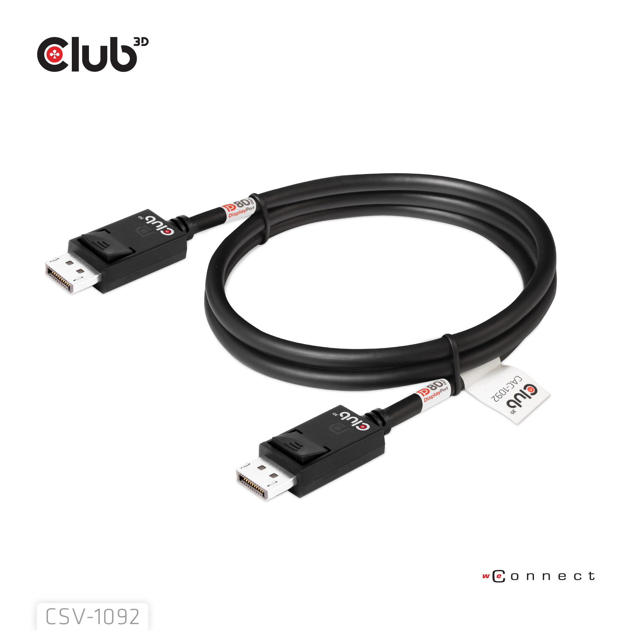 CLUB3D DisplayPort 2.1 Bi-Directional VESA DP80 Certified Cable 4K120Hz, 8K60Hz or 10K60Hz M/M 1.6m/5.25ft