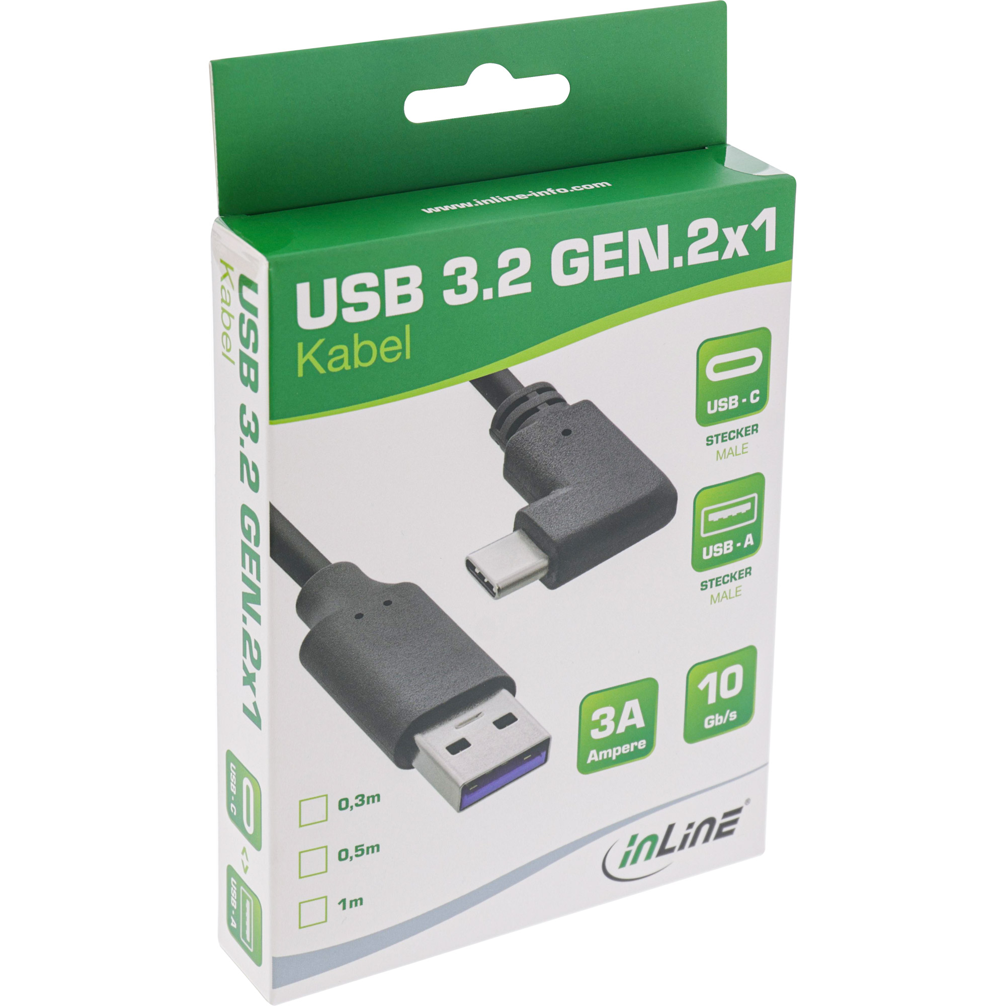 InLine 35711W c�ble USB 1 m USB 3.2 Gen 2 (3.1 Gen 2) USB C USB A Noir