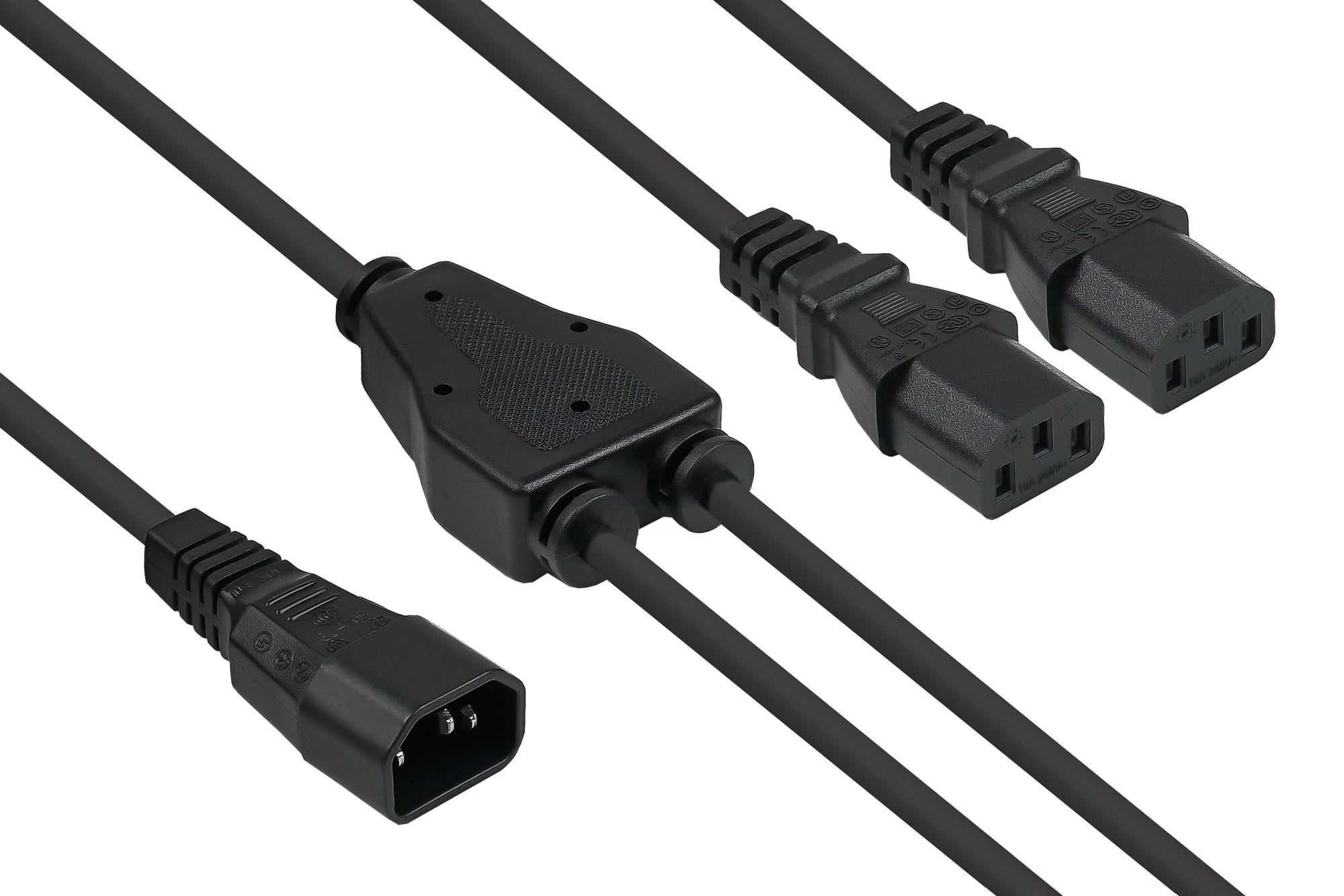 kabelmeister Y-Kaltgerteverlngerung Kaltgerte-Stecker C14 an 2x Kaltgerte-Buchse C13, schwarz,