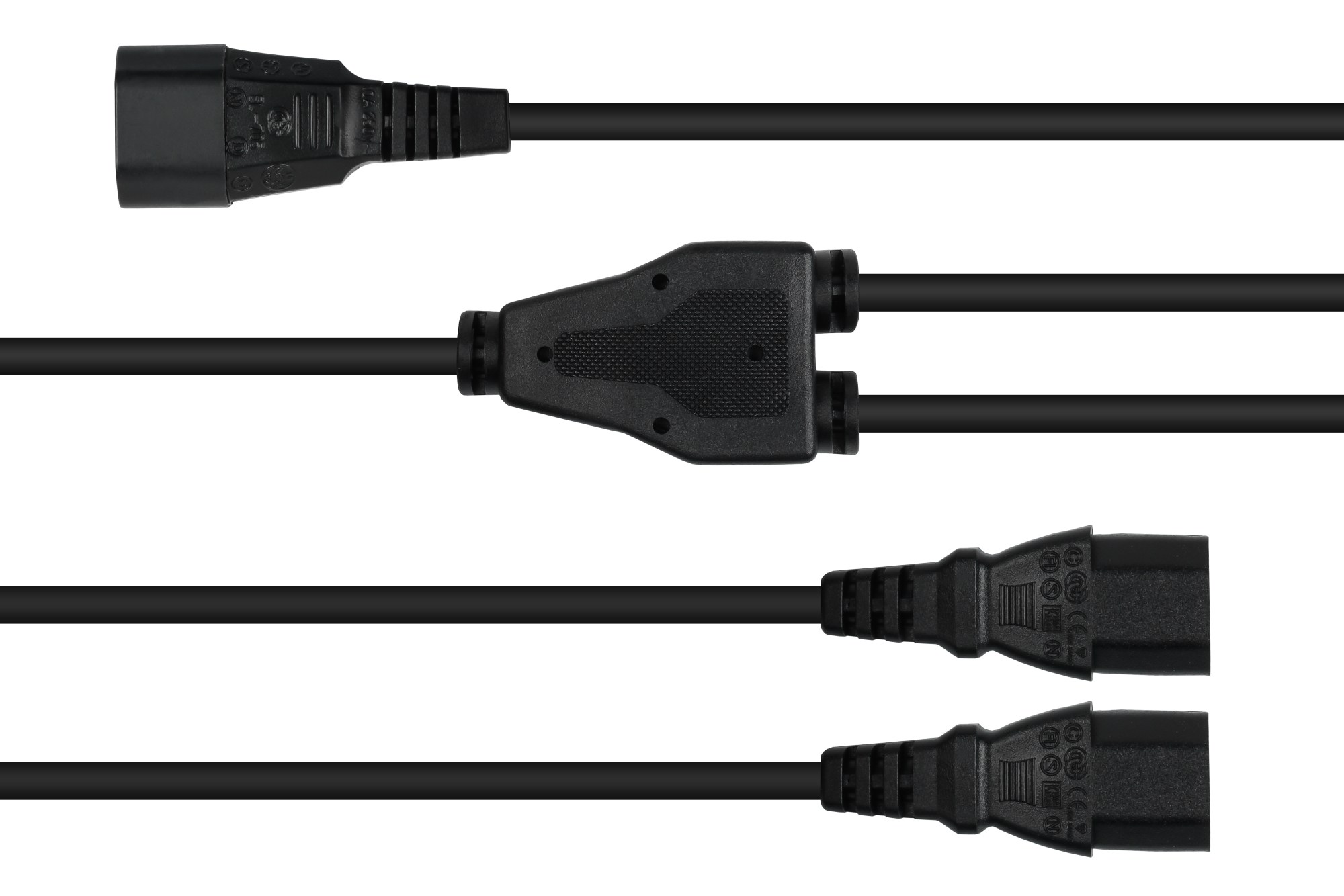 kabelmeister Y-Kaltgerteverlngerung Kaltgerte-Stecker C14 an 2x Kaltgerte-Buchse C13, schwarz,