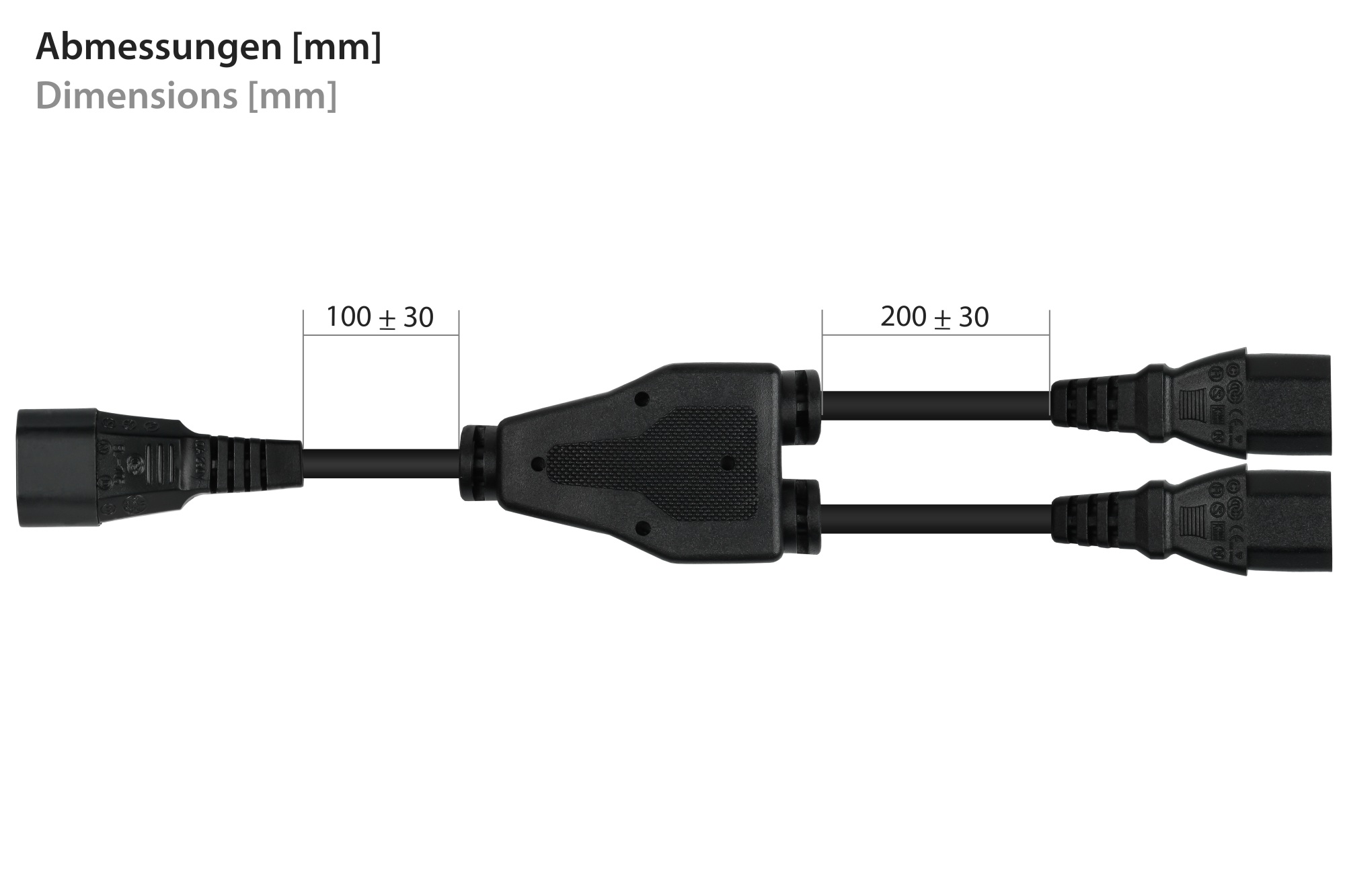 kabelmeister Y-Kaltgerteverlngerung Kaltgerte-Stecker C14 an 2x Kaltgerte-Buchse C13, schwarz,