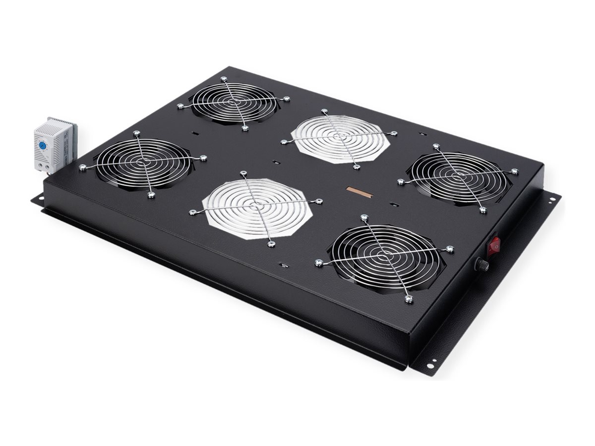 ROLINE Rack-L�fter - 4 Ventilatoren, mit Thermostat - auf Dach montierbar - RAL 9005, Jet Black - 48.3 cm (19)