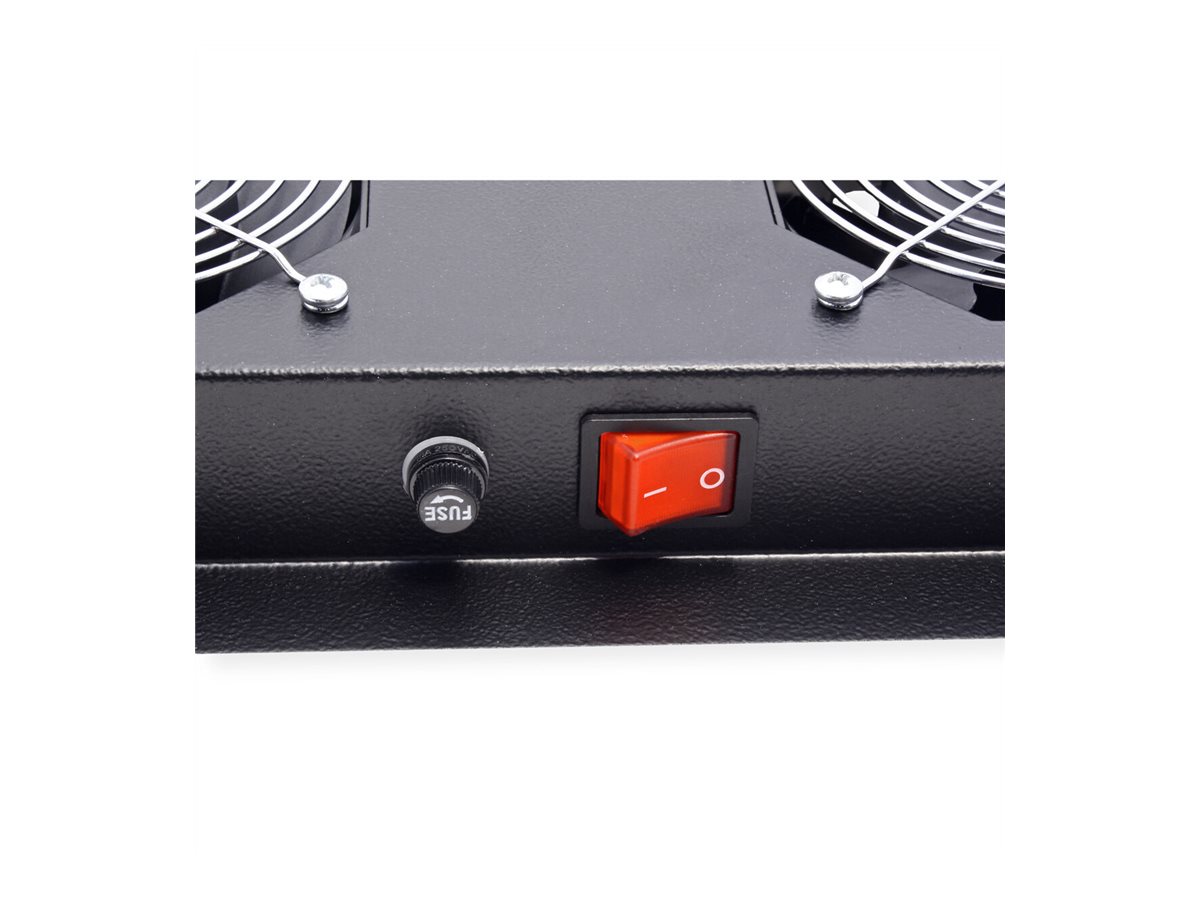 ROLINE Rack-L�fter - 4 Ventilatoren, mit Thermostat - auf Dach montierbar - RAL 9005, Jet Black - 48.3 cm (19)