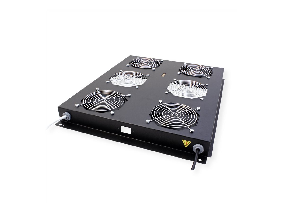 ROLINE Rack-L�fter - 4 Ventilatoren, mit Thermostat - auf Dach montierbar - RAL 9005, Jet Black - 48.3 cm (19)