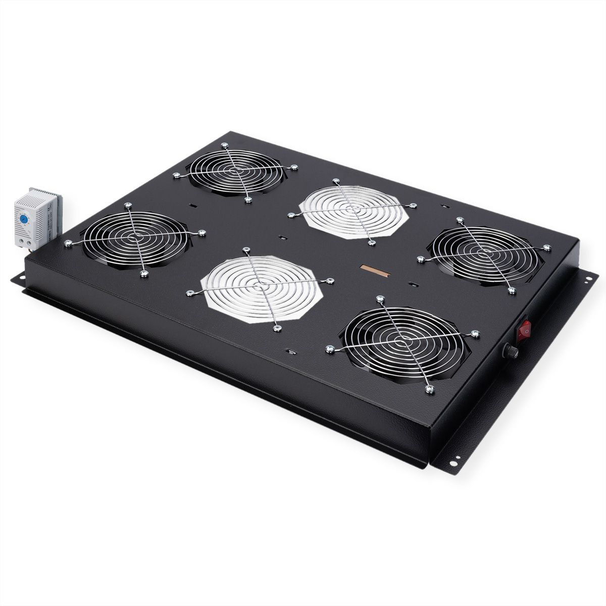 ROLINE Rack-L�fter - 4 Ventilatoren, mit Thermostat - auf Dach montierbar - RAL 9005, Jet Black - 48.3 cm (19)
