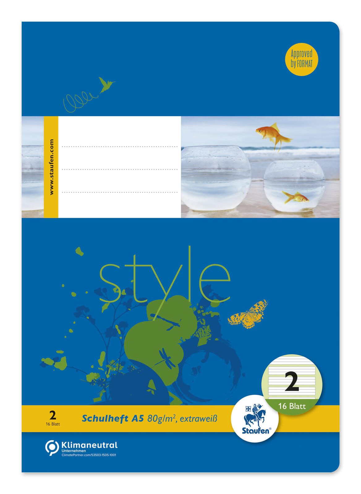Staufen Schulhefte Style Lineatur 2 2. Schuljahr liniert Rand rundum