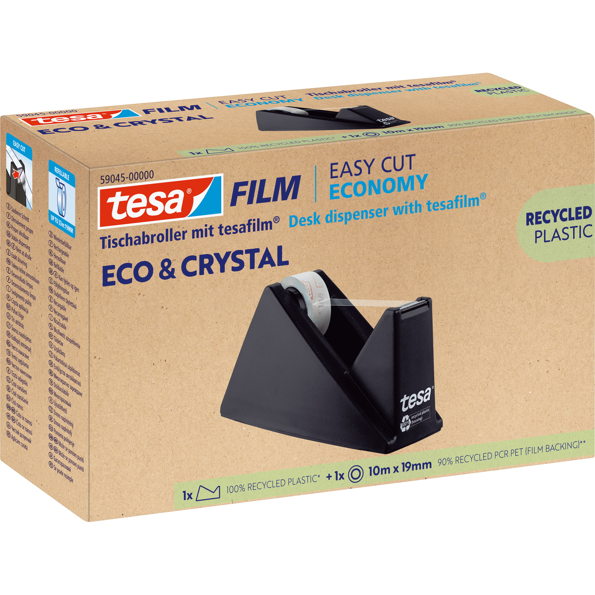 Tesa ECO & CRYSTAL 1 Rolle 10mX19mm Blister mit Abroller