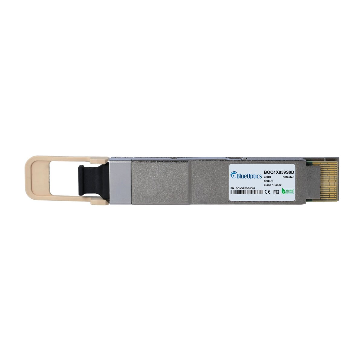 BlueOptics NVIDIA 980-9I693-F4NS00 QSFP112 Transceiver, MPO-MTP-12/APC, 400GBASE-SR4, Multimode Fiber, 850nm, 50 Meter