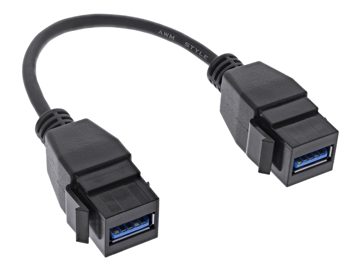 InLine USB 3.2 Gen1 2x keystone adapter cable, 2x USB A keystone socket, 0.2m