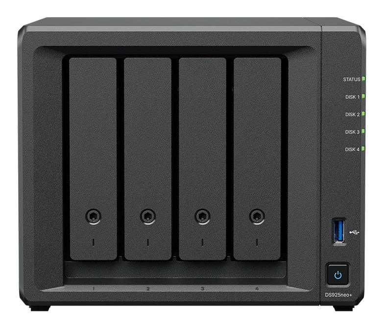 Synology DiskStation DS925NEO+ NAS/storage server Compact Ryzen Embedded V1500B 4 GB DDR4 0 TB DSM Black