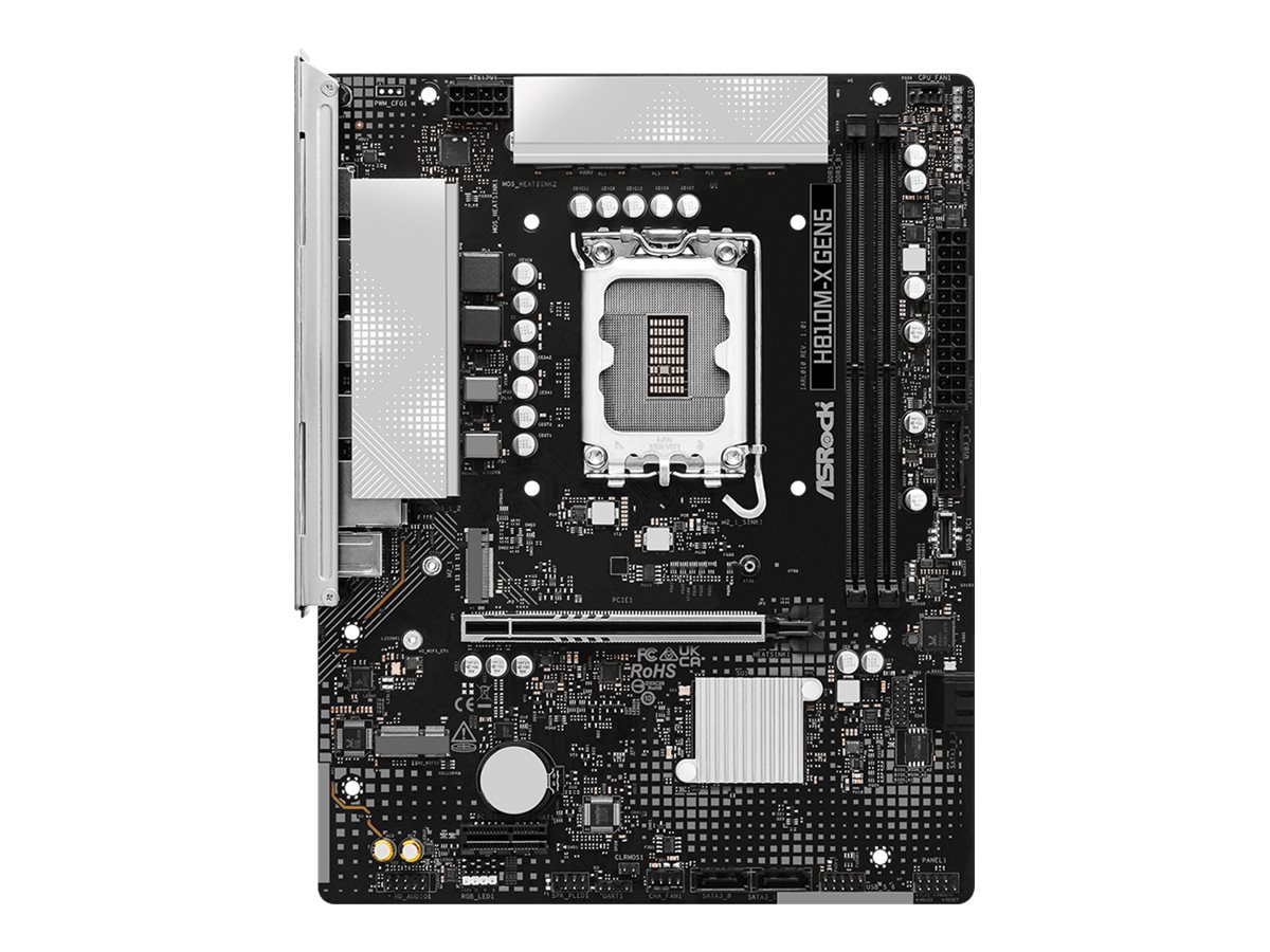 ASRock H810M-X Gen5 - Motherboard - micro ATX - LGA1851 Sockel - H810 Chipsatz - USB 3.2 Gen 1, USB-C 3.2 Gen 1 - 2.5 Gigabit LAN - Onboard-Grafik (CPU erforderlich)