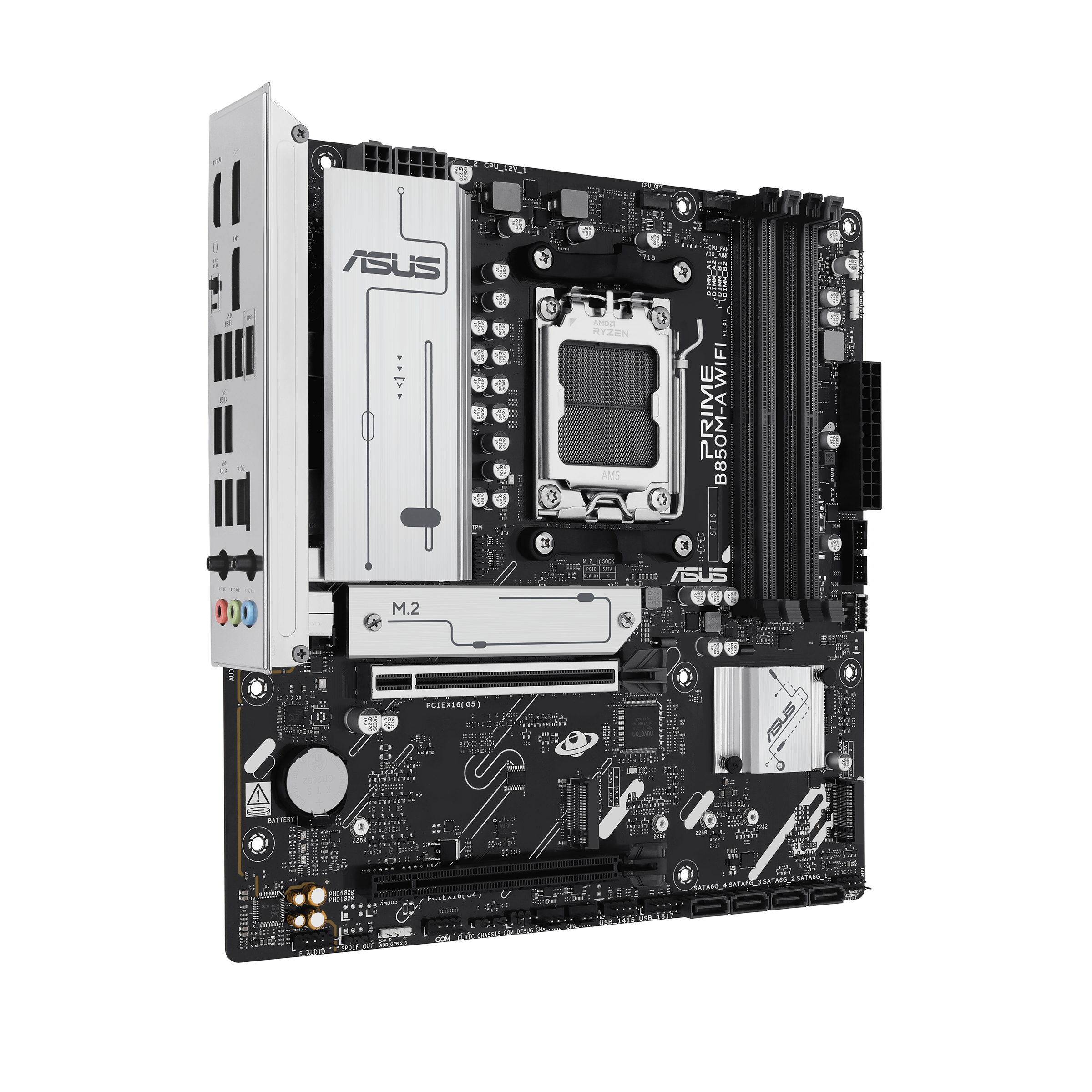 ASUS PRIME B850M-A WIFI - Motherboard - micro ATX - Socket AM5 - AMD B850 Chipsatz - USB 3.2 Gen 2, USB 3.2 Gen 1, USB-C 3.2 Gen 1 - Wi-Fi 6E, Bluetooth, 2.5 Gigabit LAN - Onboard-Grafik (CPU erforderlich)