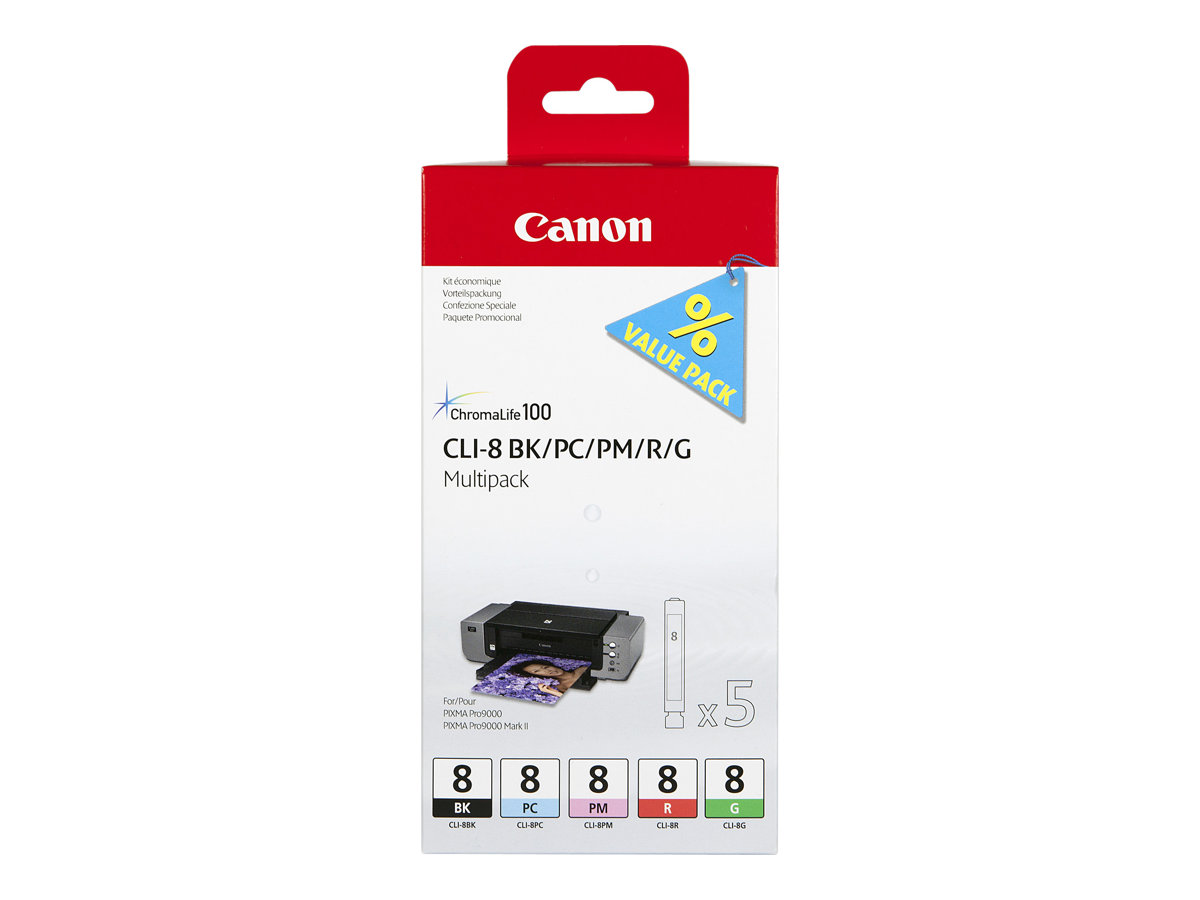 Canon CLI Value Pack 8 Multipack - 13 ml - Schwarz, Cyan, Magenta, Rot, grn