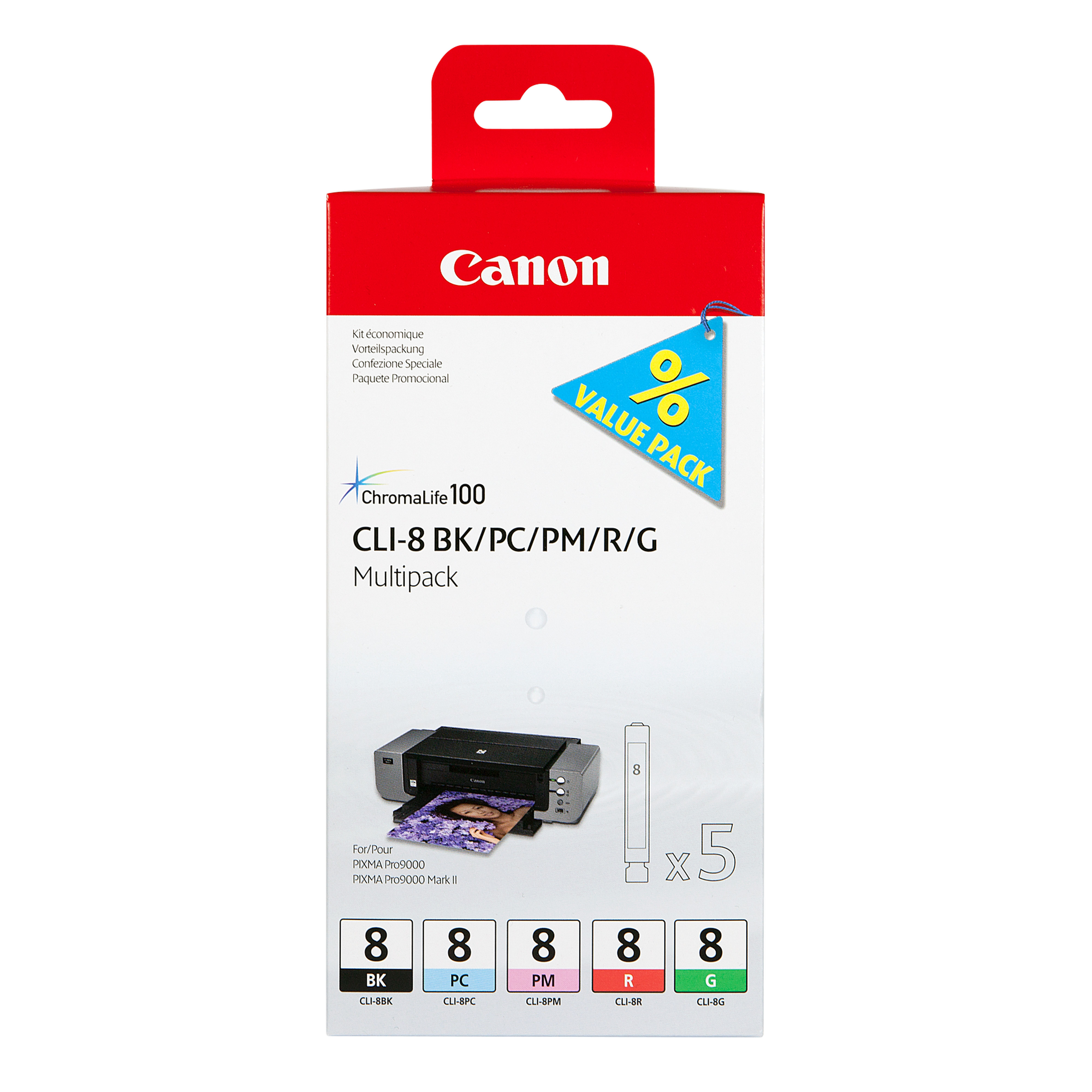 Canon CLI Value Pack 8 Multipack - 13 ml - Schwarz, Cyan, Magenta, Rot, grn
