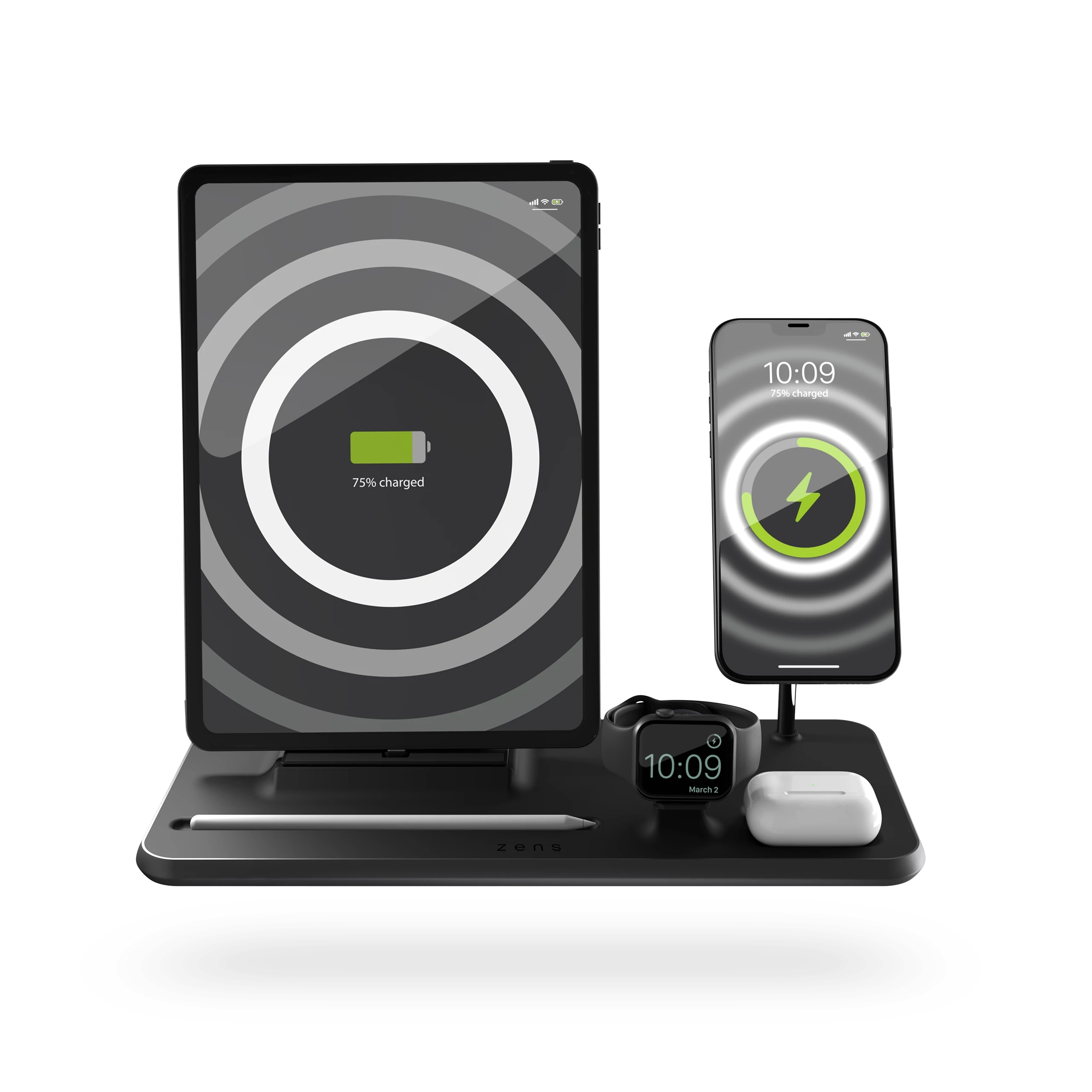 ZENS ZEDC21B/00 Caricabatterie per dispositivi mobili Cuffie, Computer portatile, Smartphone, Orologio intelligente, Tablet Nero AC Carica wireless Ricarica rapida Interno