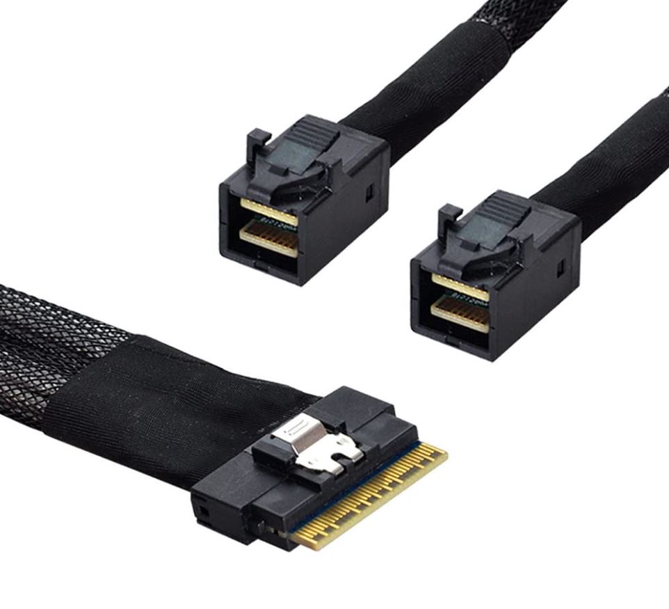 Areca SlimSAS x8 STR SFF8654 auf 2x MiniSAS HD x4 SFF8643 100cm