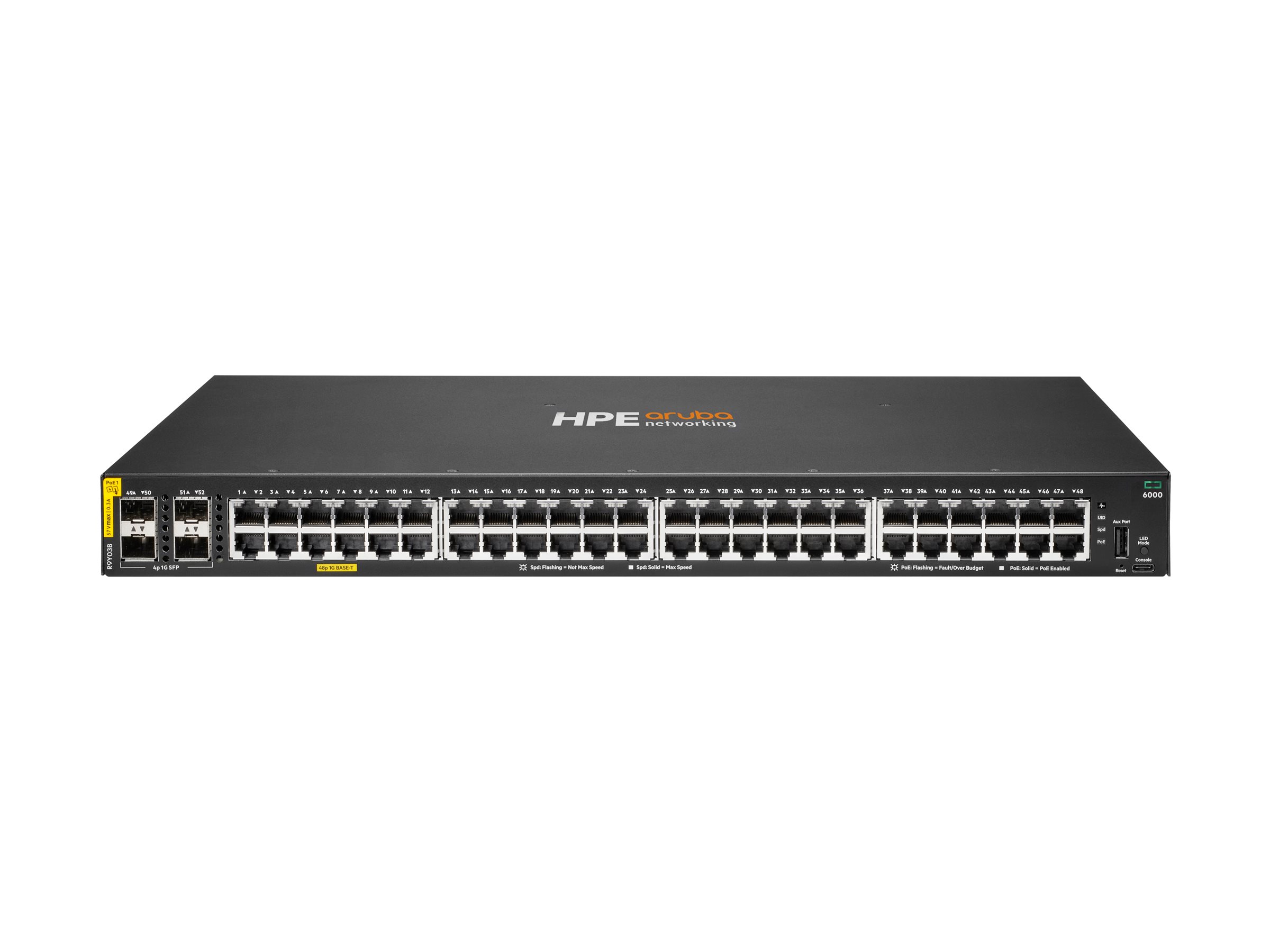 HPE Aruba Networking CX 6000 48p 10M/100M/1G Class4 PoE 4p SFP 1G 740W Switch - Switch - managed - 48 x 10/100/1000 (PoE+)
