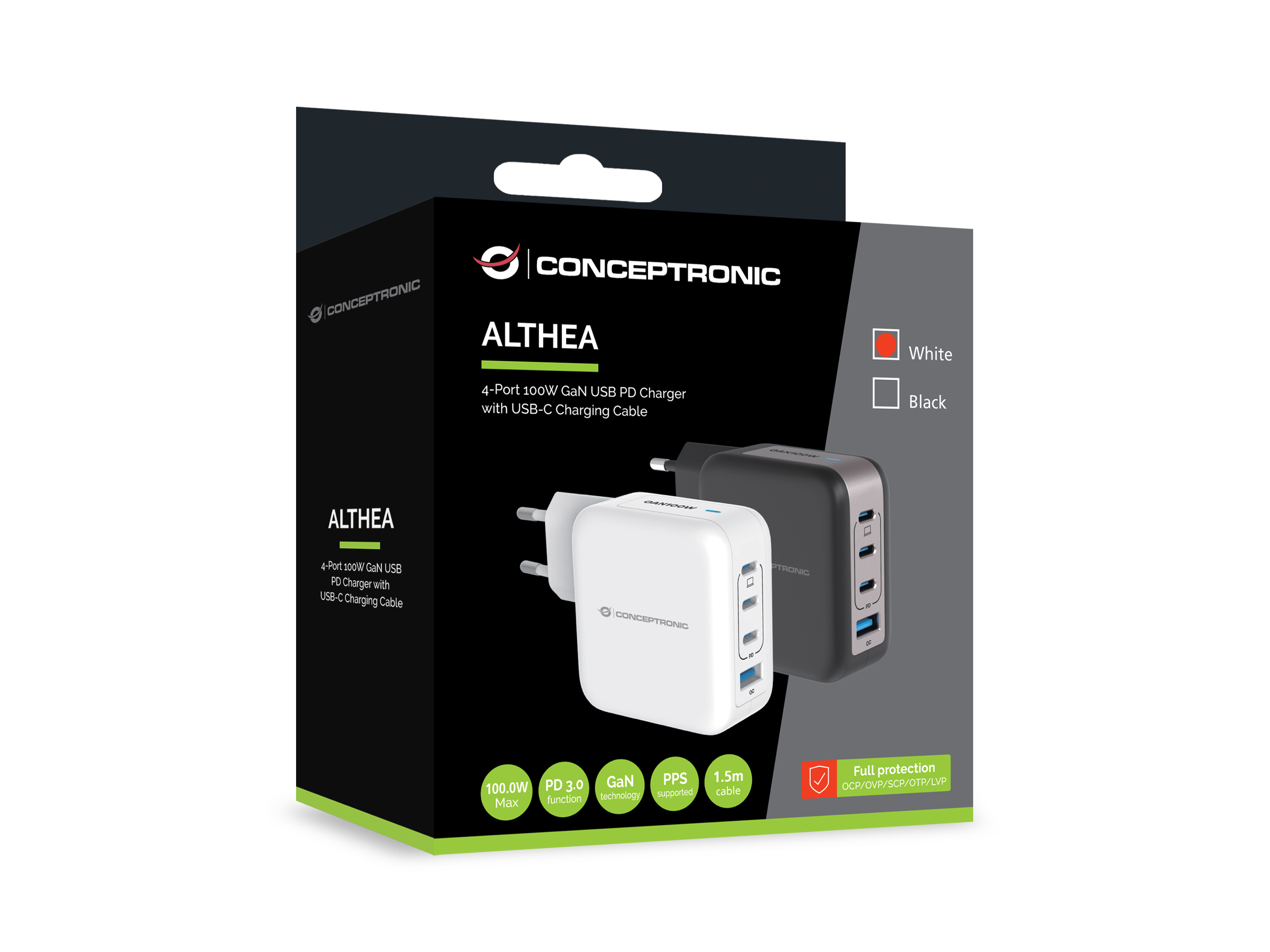Conceptronic ALTHEA18W cargador de dispositivo m�vil Universal Blanco Corriente alterna Carga r�pida Interior