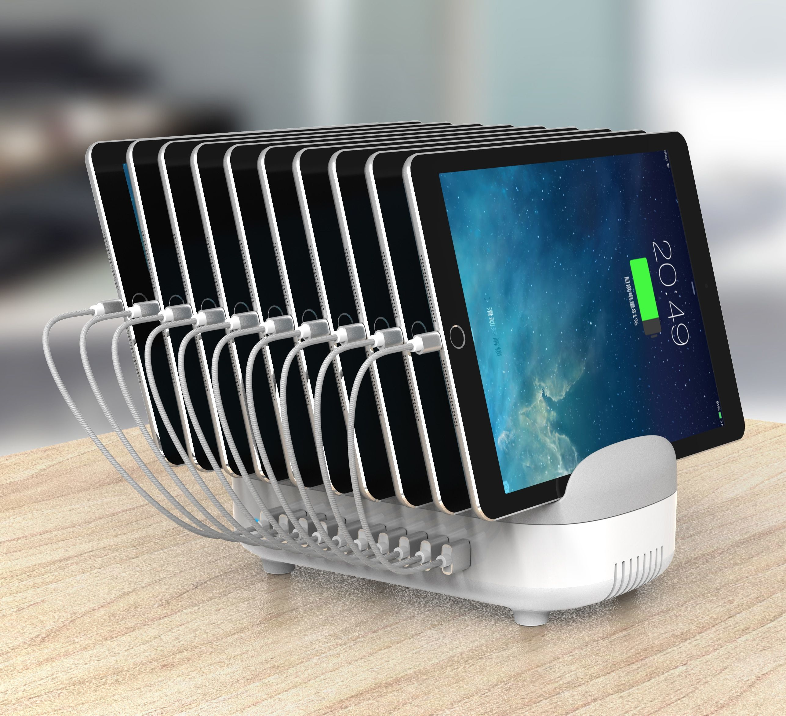 Compulocks 10PUSBDKS-UK Organiseur de station de chargement Autonome Gris, Blanc