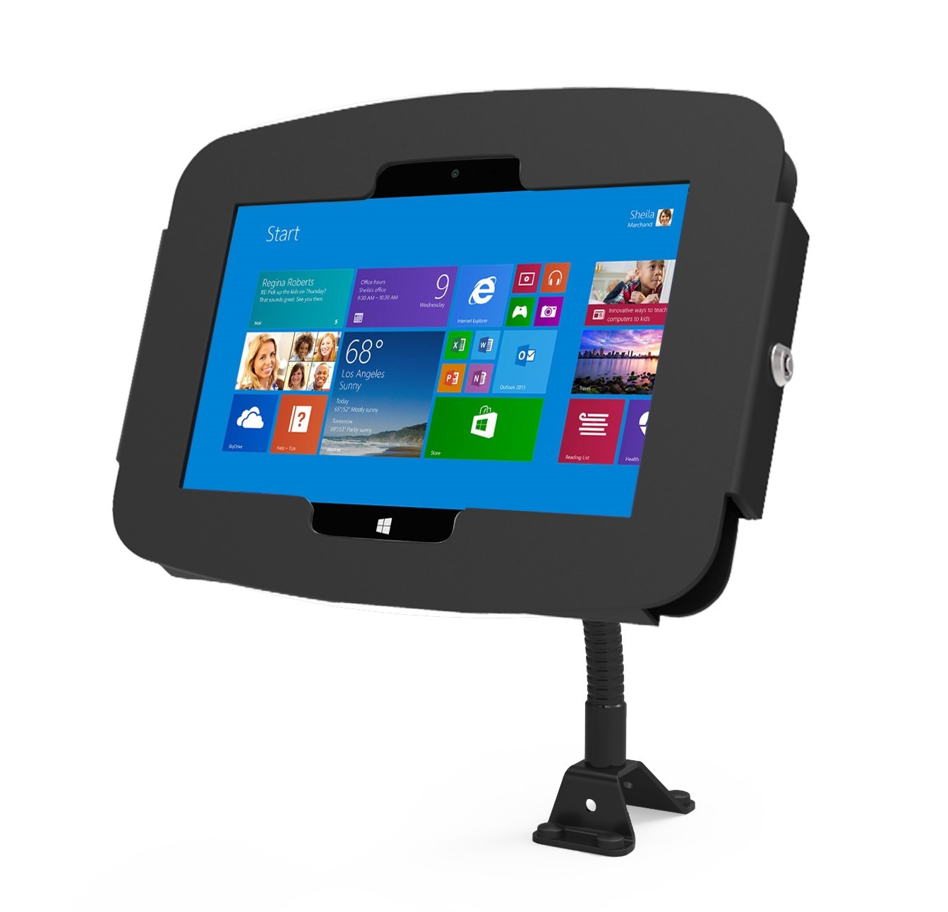 Compulocks Flex Arm Surface Pro 7 / Galaxy TabPro S Counter Top Kiosk Black - Befestigungskit (Wandmontage, Diebstahlschutzgehuse, Flexibler Arm)