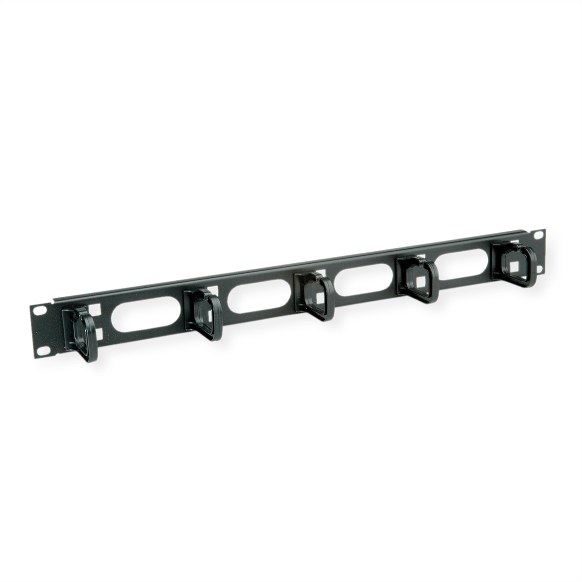 Conteg 19 Wire Management Panel with Plastic Hooks - Kabelf�hrungsplatte f�r Schaltschrank - Schwarz, RAL 9005 - 1U - 48.3 cm (19)