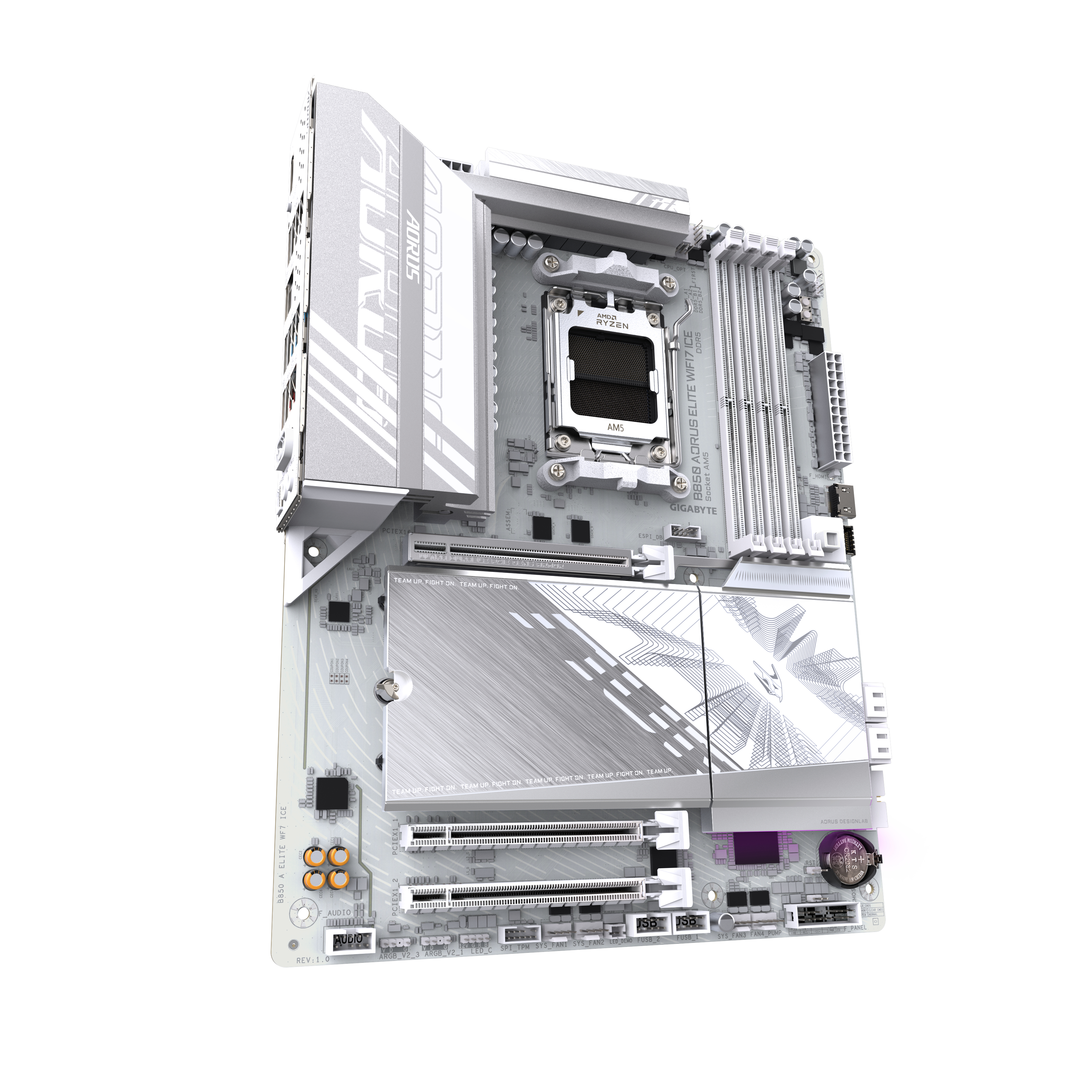 GIGABYTE B850 AORUS ELITE WIFI7 ICE Scheda Madre - CPU AMD Ryzen Serie 9000, VRM digitale 12+2+1 fasi, fino a 8200MHz DDR5 (OC), 1xPCIe 5.0 + 2xPCIe 4.0 M.2, LAN 2,5, WIFI 7, USB 3.2 Gen 2x2