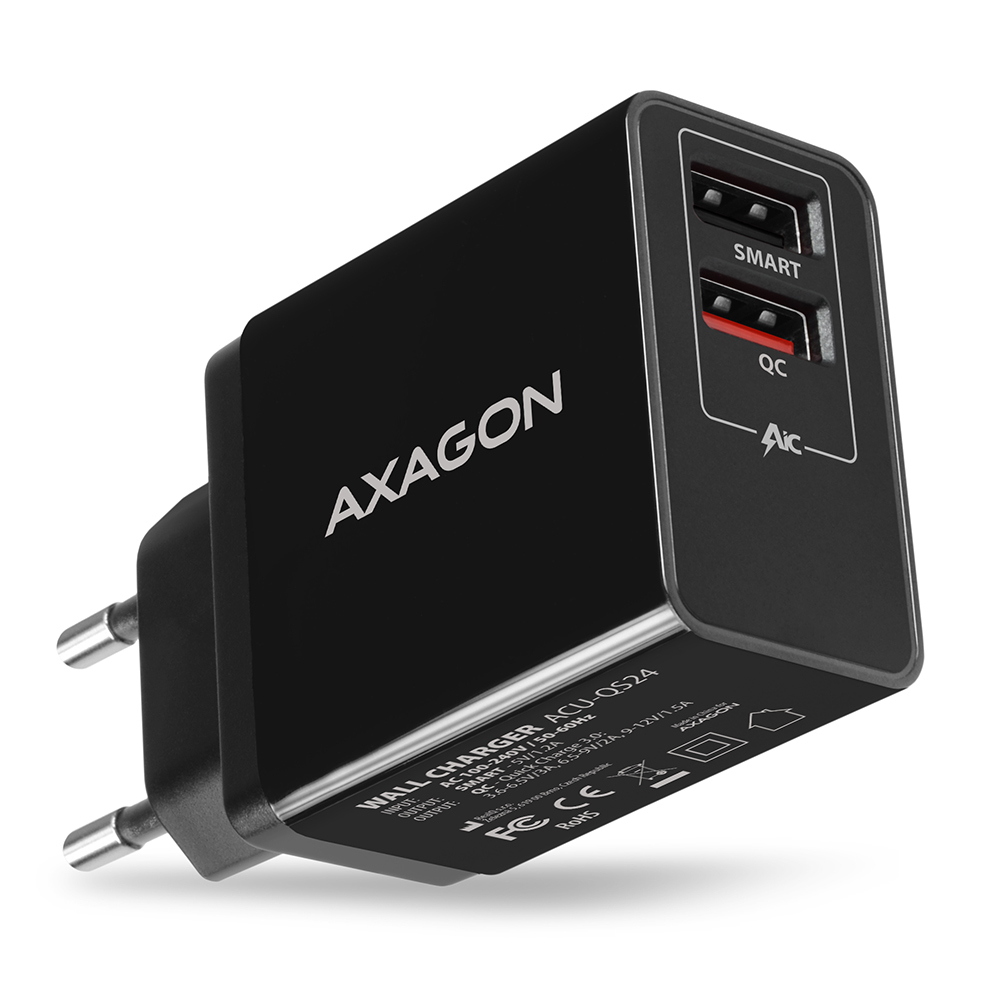 Axagon ACU-QS24 chargeur dappareils mobiles Smartphone Noir Secteur Charge rapide Intrieure