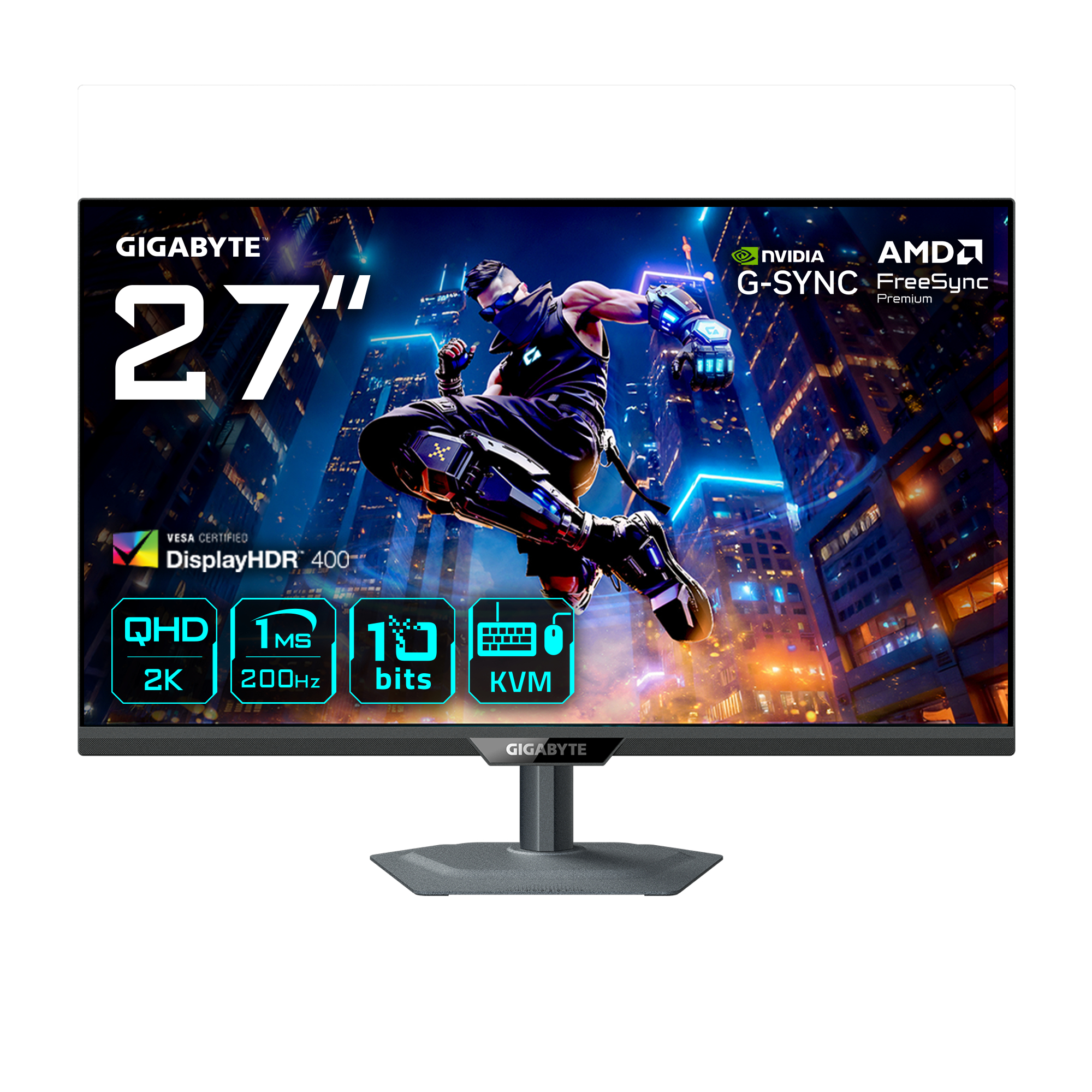 GIGABYTE M27Q2 QD Monitor Gaming 27 QHD - 2560 x 1440, 200Hz, 1ms, 350 cd/m�, FreeSync Premium, Display HDR400, HDMI 2.0, DisplayPort 1.4