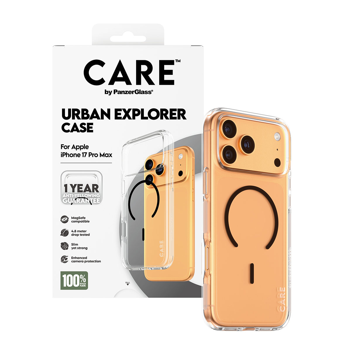 PanzerGlass CARE by � Flagship Case Transparent Urban Explorer w. Black MagSafe iPhone 17 Pro Max coque de protection pour t�l�phones portables Housse
