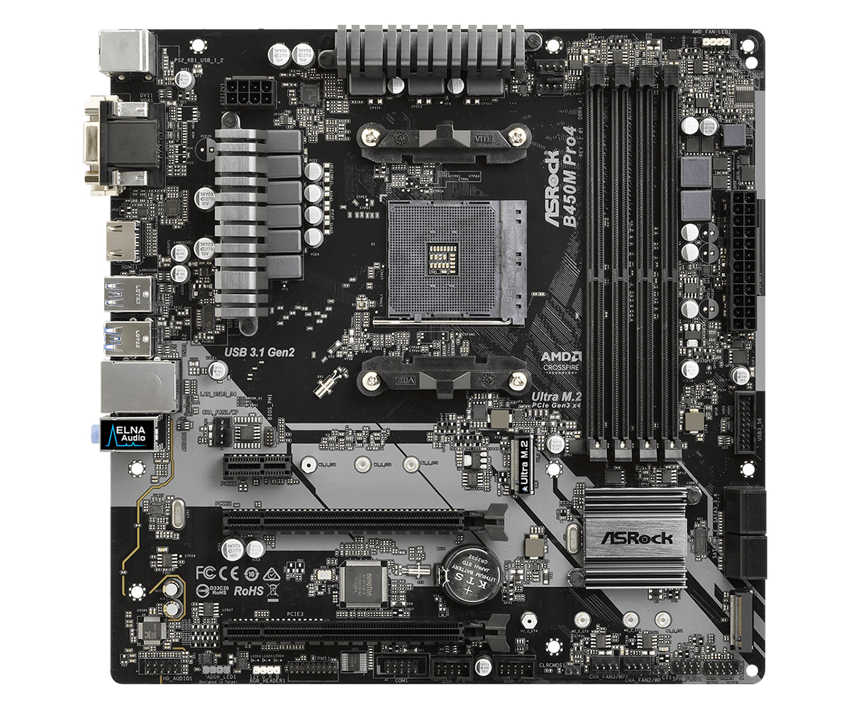 Asrock B450M Pro4 AMD B450 Socket AM4 micro ATX