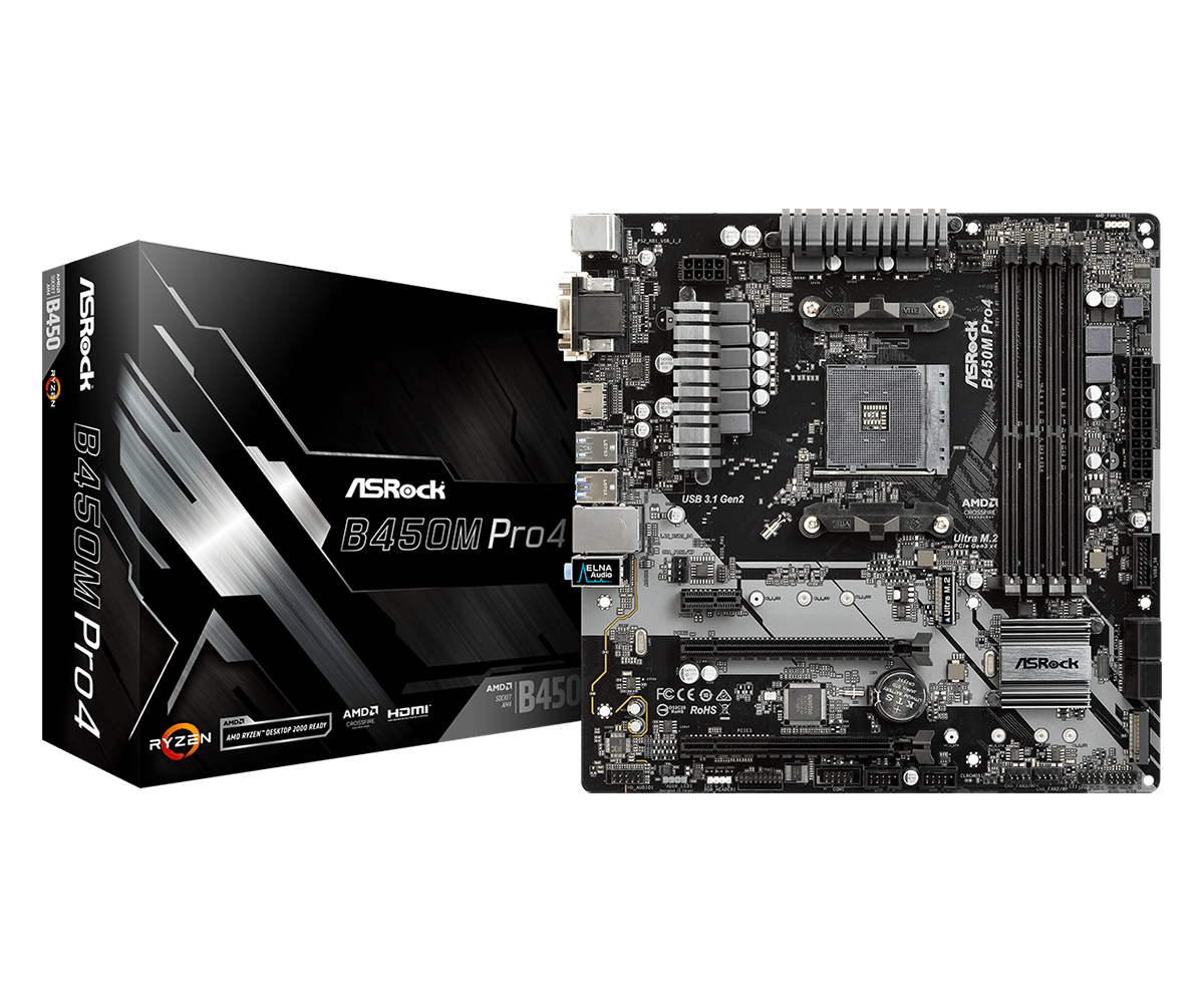 Asrock B450M Pro4 AMD B450 Socket AM4 micro ATX