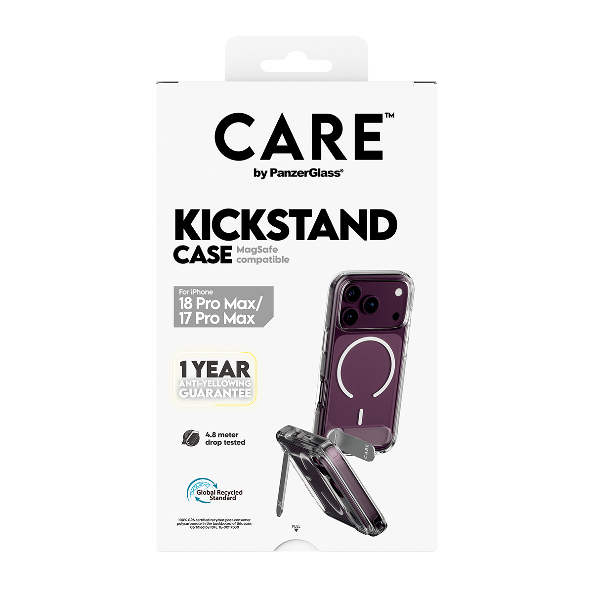 PanzerGlass CARE by � Kickstand Case Transparent w. White MagSafe iPhone 2026 Pro Max | 17 Pro Max coque de protection pour t�l�phones portables Housse