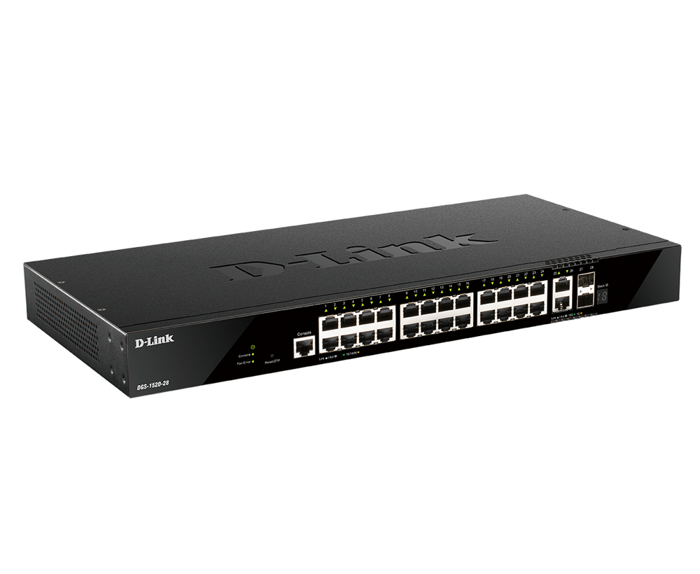 D-Link DGS 1520-28 - Switch - L3 - Smart - 24 x 10/100/1000 + 2 x Gigabit SFP + 2 x 10 Gigabit SFP+
