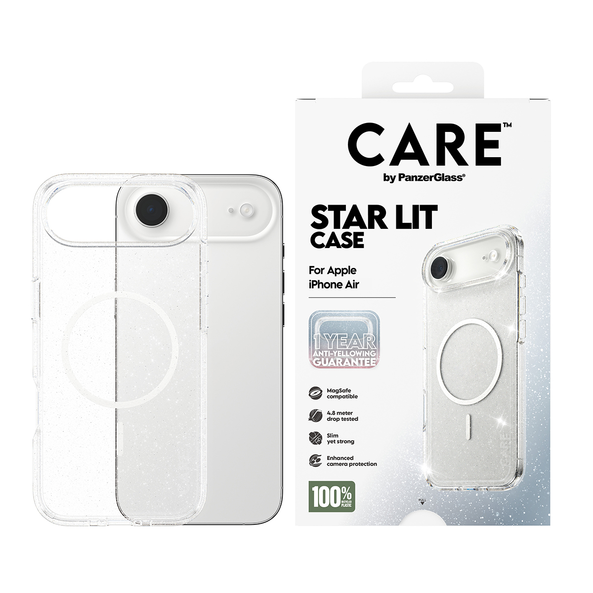 PanzerGlass CARE by � Flagship Case Urban Explorer Star Lit w. White MagSafe iPhone Air coque de protection pour t�l�phones portables Housse Transparent