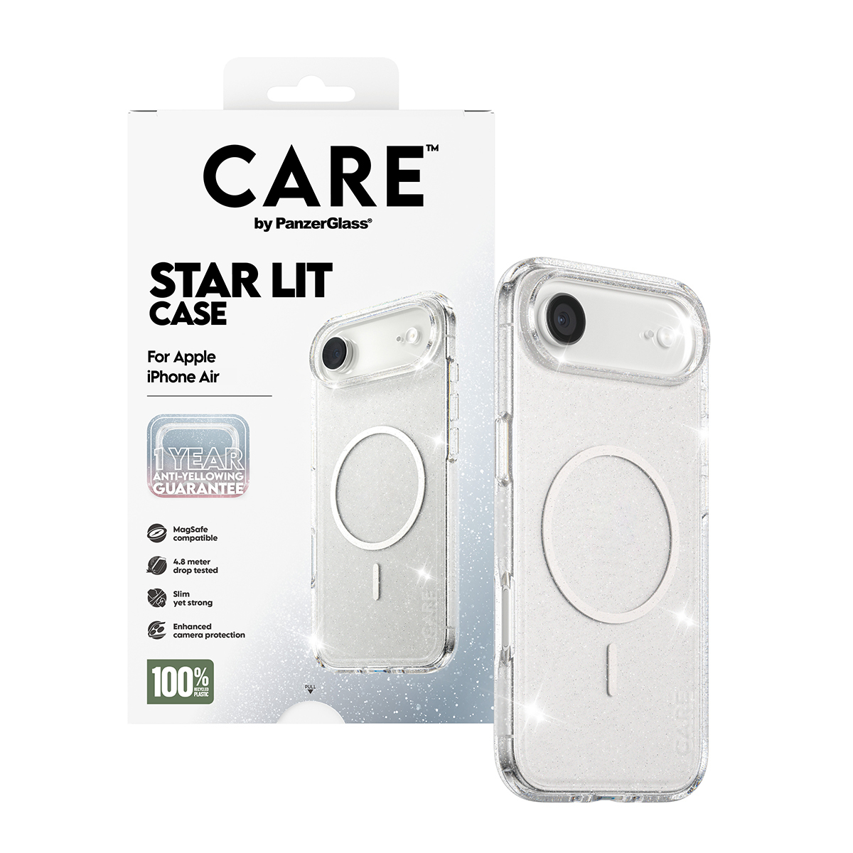 PanzerGlass CARE by � Flagship Case Urban Explorer Star Lit w. White MagSafe iPhone Air coque de protection pour t�l�phones portables Housse Transparent