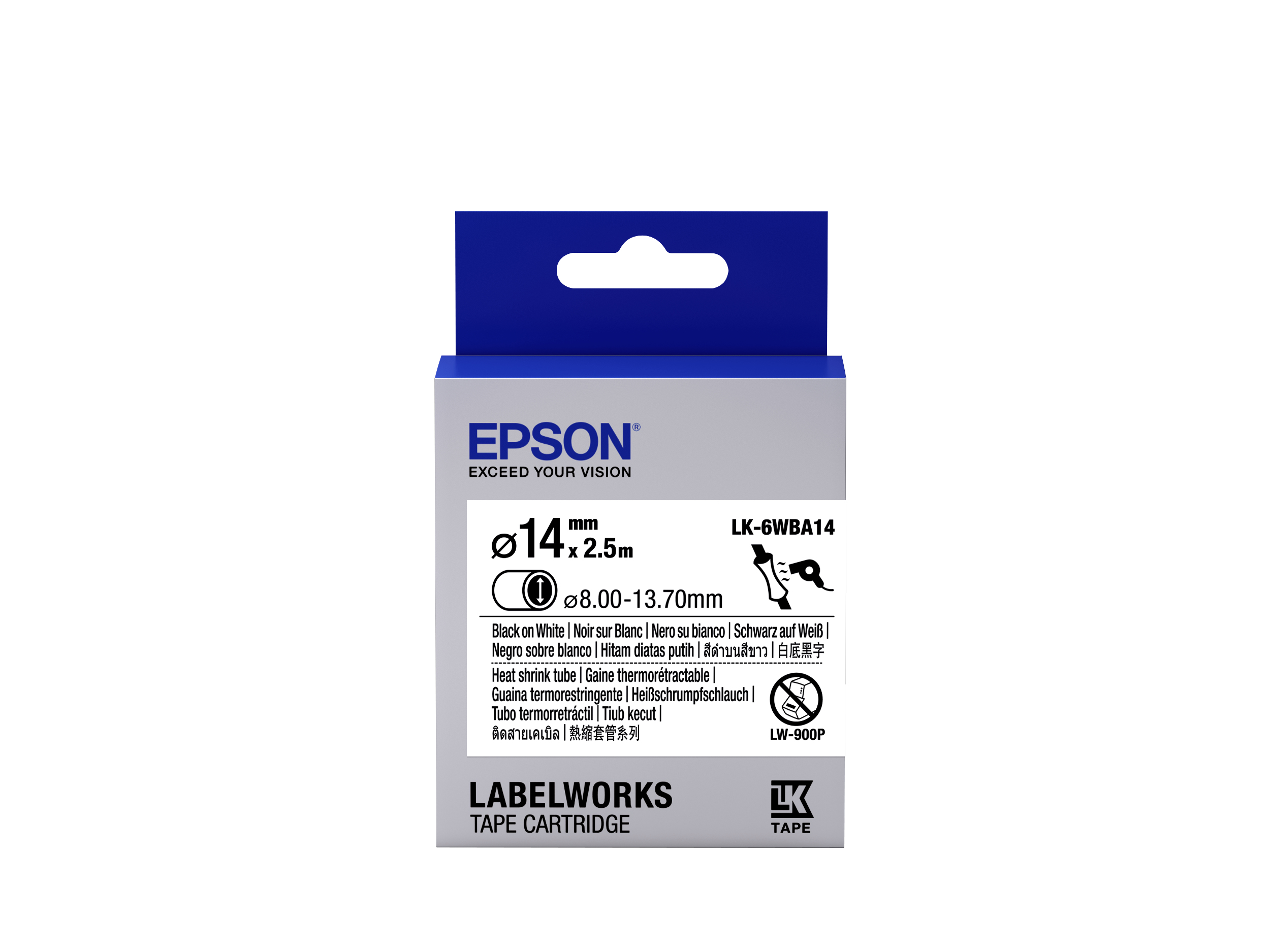 Epson Label Cartridge Heat Shrink Tube (HST) LK-6WBA14 Black/White D14mm (2.5m)