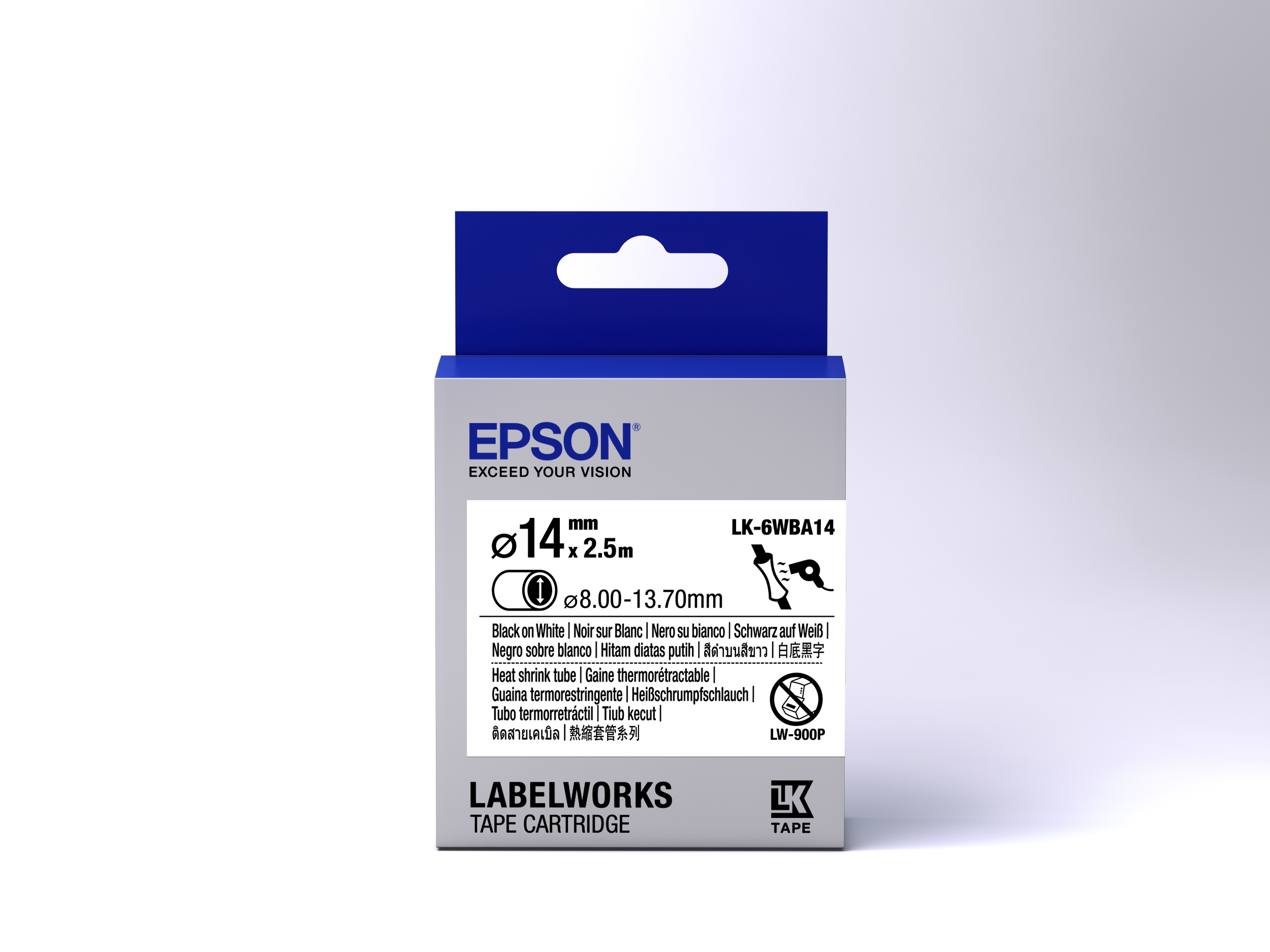 Epson Label Cartridge Heat Shrink Tube (HST) LK-6WBA14 Black/White D14mm (2.5m)